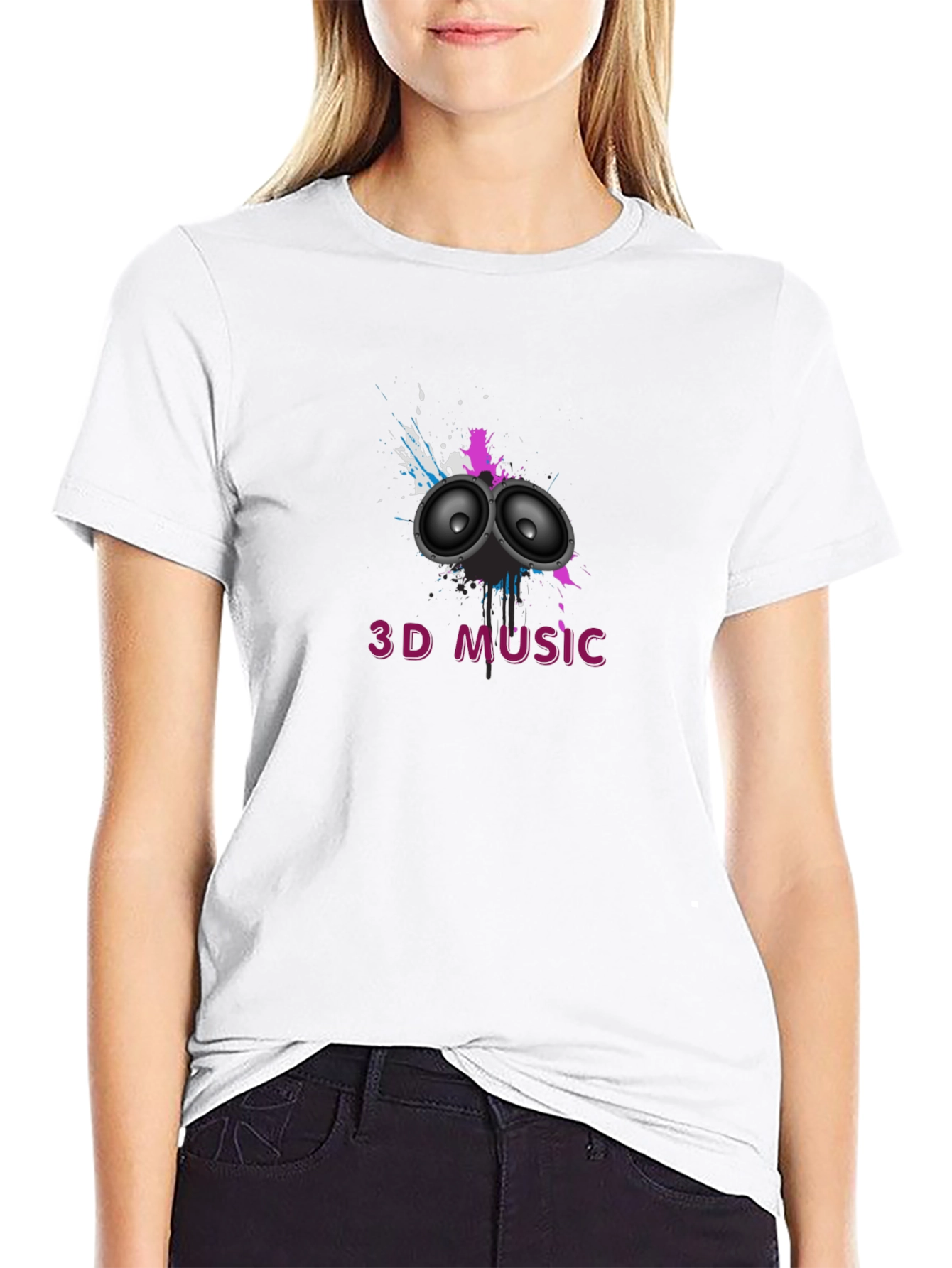 Black 3D Music Graphic Black T-Shirt view 9