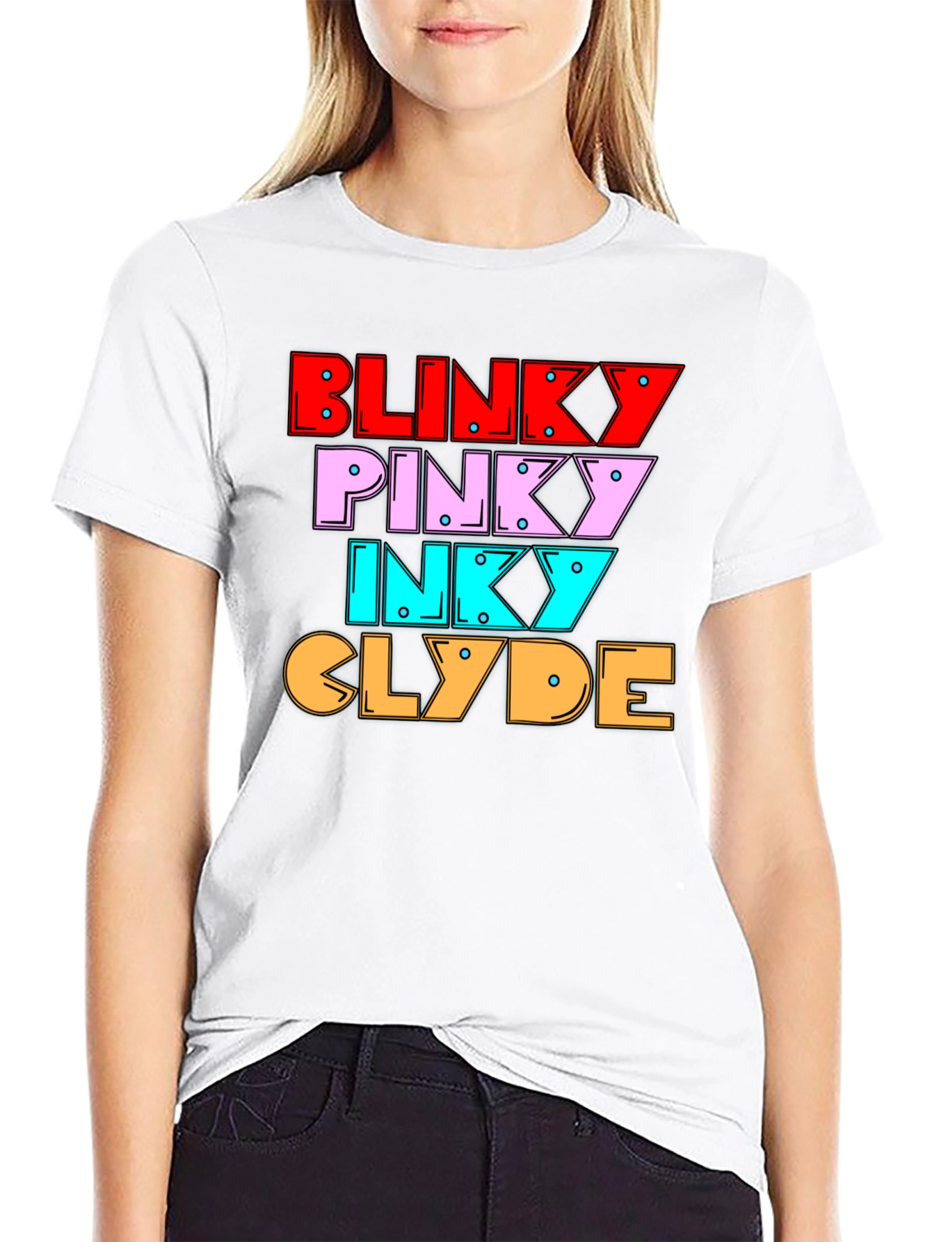 Black Retro Gaming Tee - Blinky, Pinky, Inky, Clyde Shirt view 9