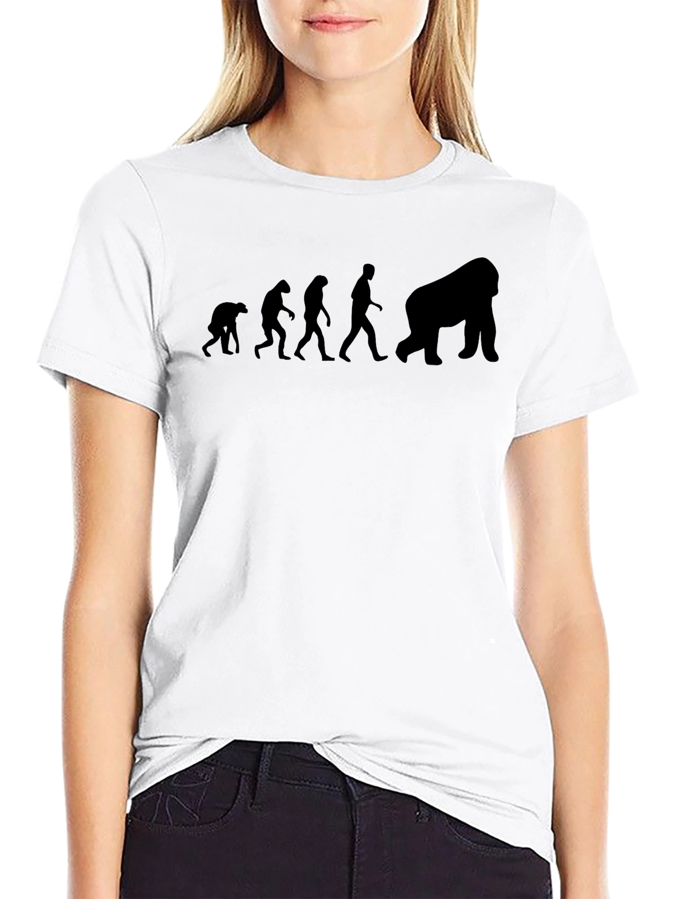 Black Evolution to Gorilla Graphic Black T-Shirt view 9