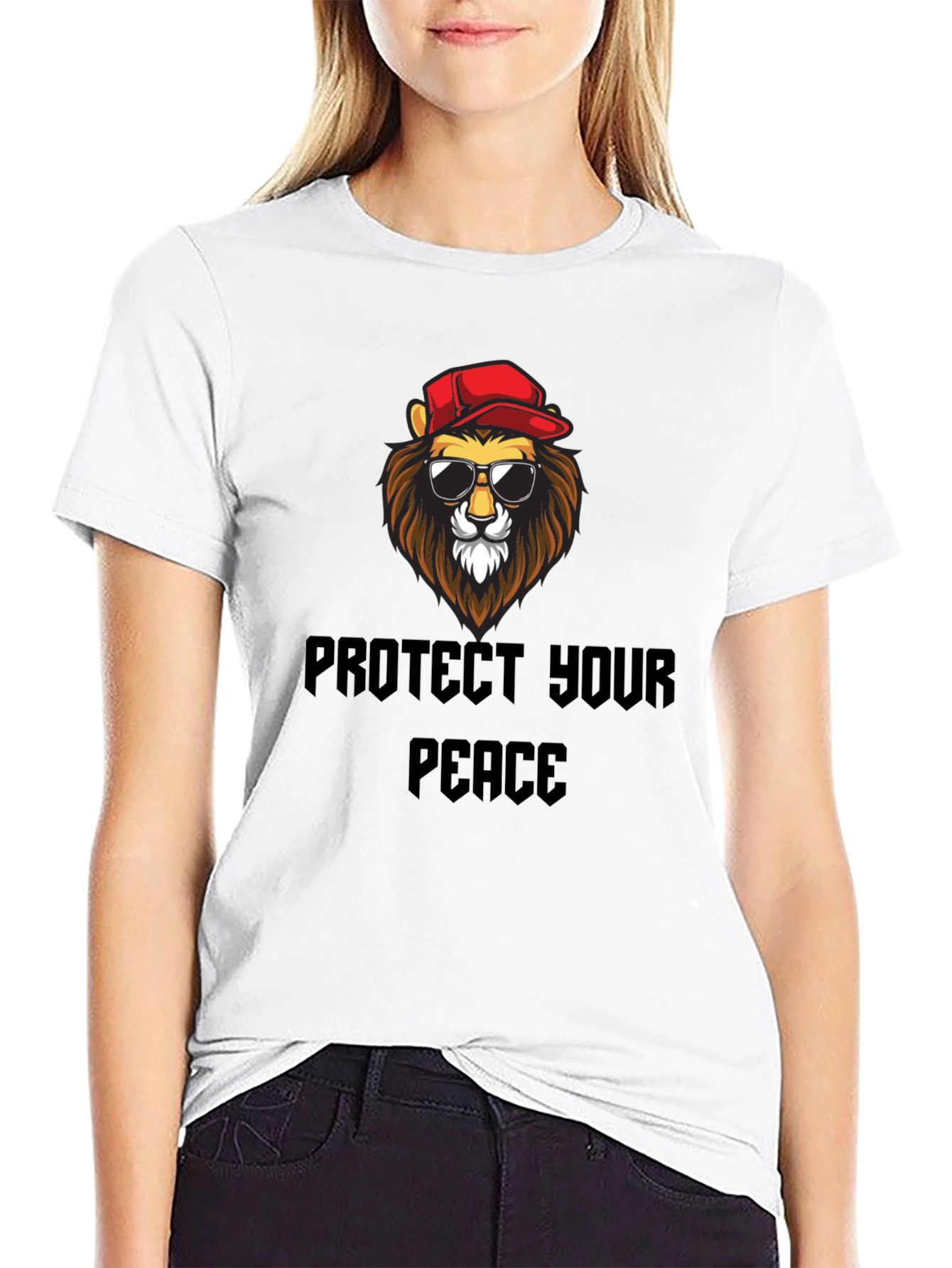 Black Protect Your Peace Lion Graphic Tee - Black view 9