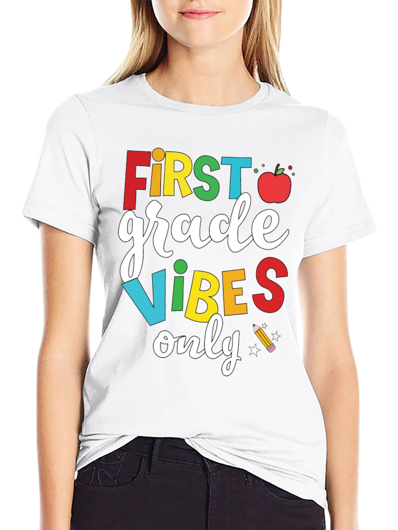 Black First Grade Vibes Only T-Shirt - Back to School view 9