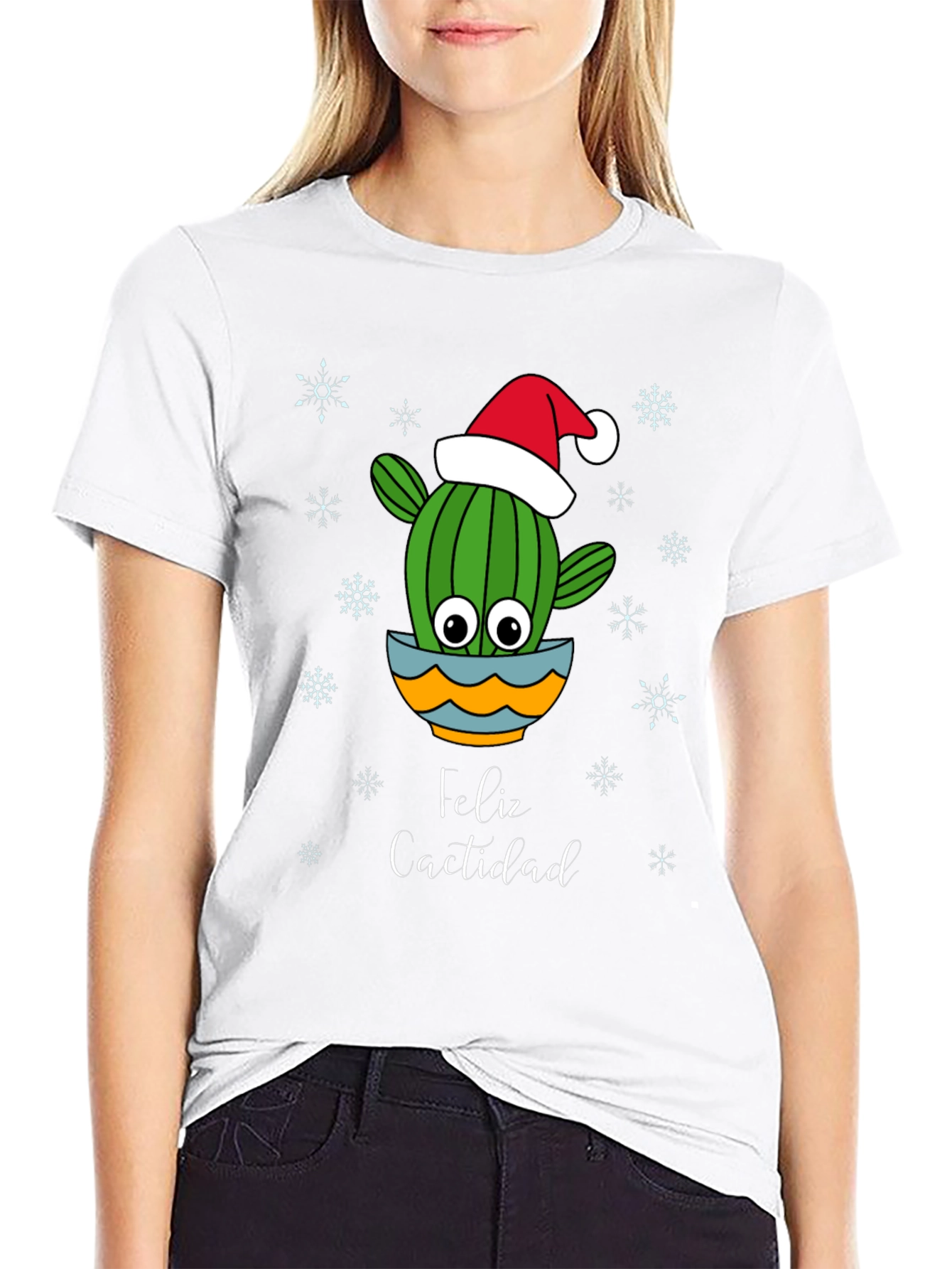 Black Feliz Cactidad Cactus Christmas Holiday Shirt view 9