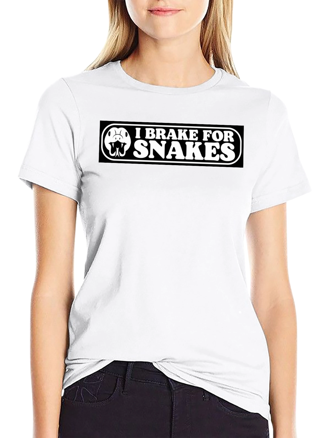 Black I Brake for Snakes T-Shirt view 9