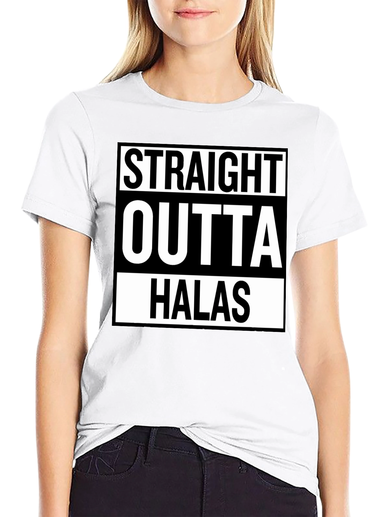 Black Straight Outta Halas Black T-Shirt view 9