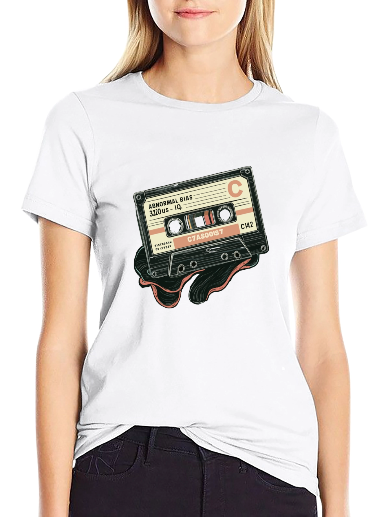 Black Retro Cassette Tape Graphic T-Shirt view 9