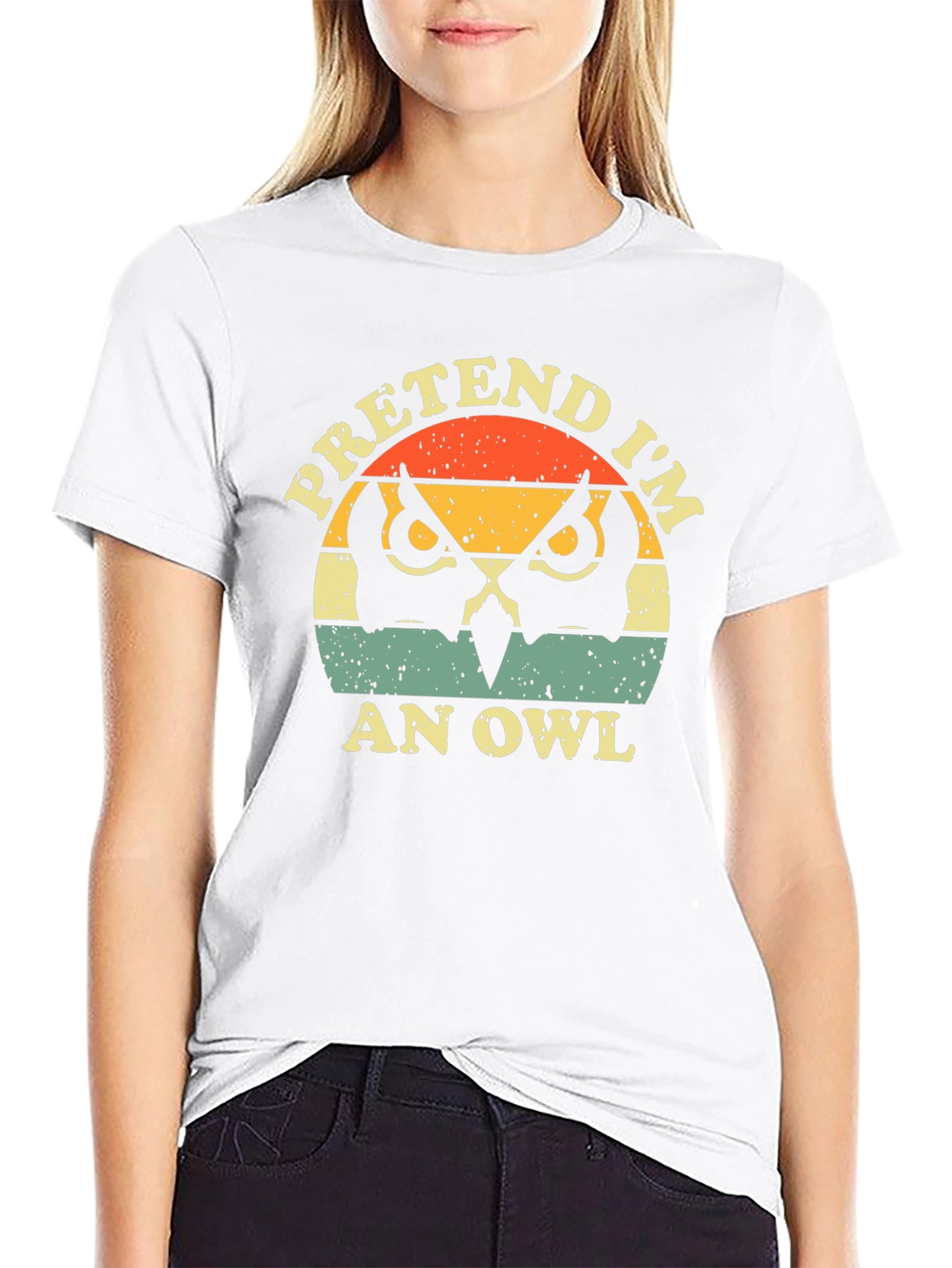 Black Pretend I'm an Owl Retro T-Shirt view 9
