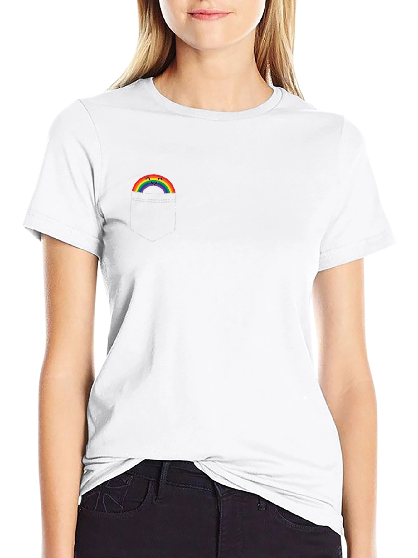 Rainbow Pocket Graphic T-Shirt - Soft Cotton Tee - 9