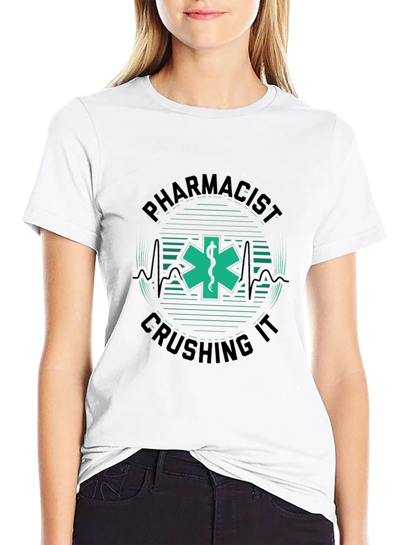 Black Pharmacist Crushing It T-Shirt - Medical Caduceus Design view 9