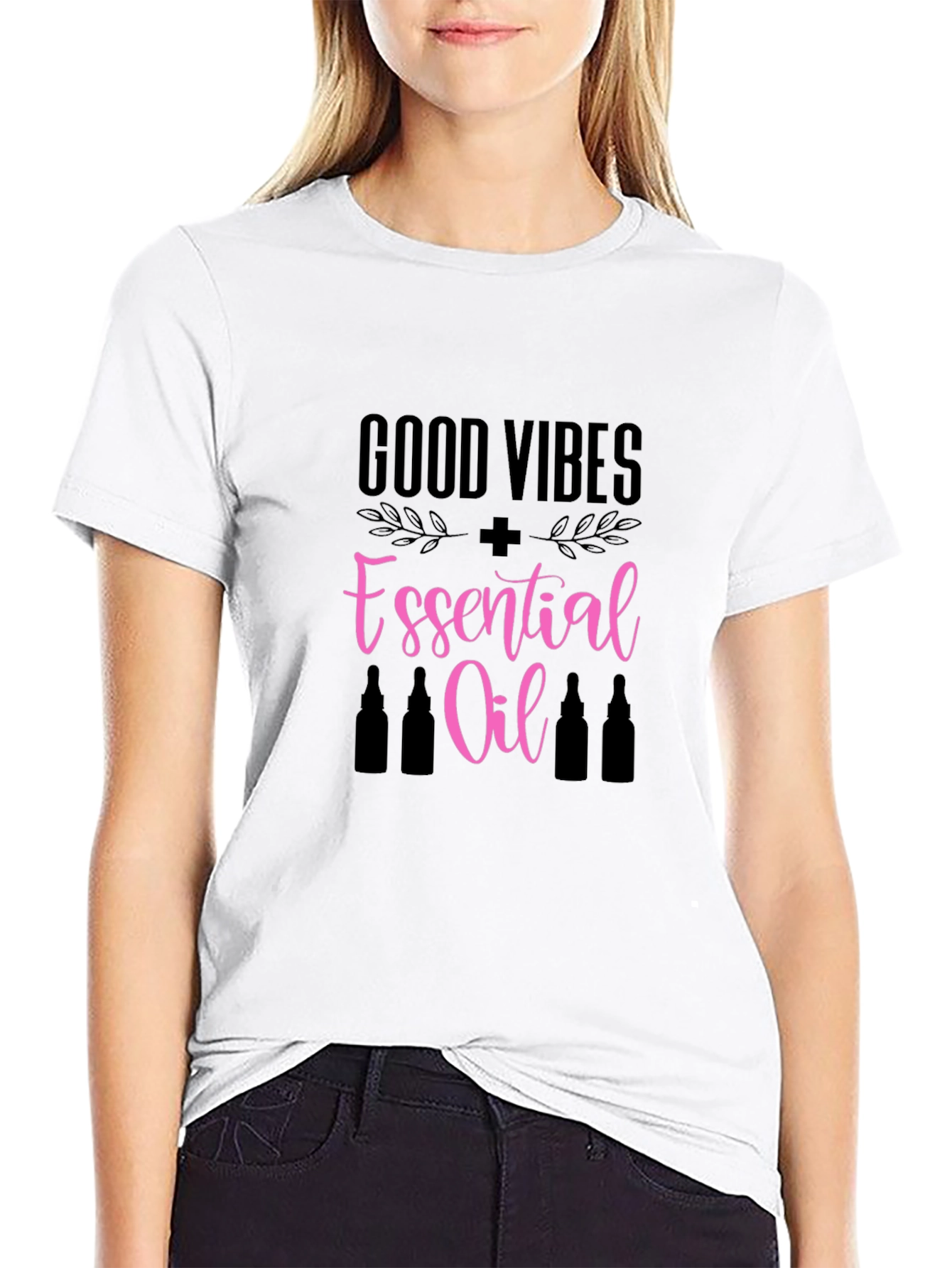 Black Good Vibes Essential Oil Graphic T-Shirt view 9