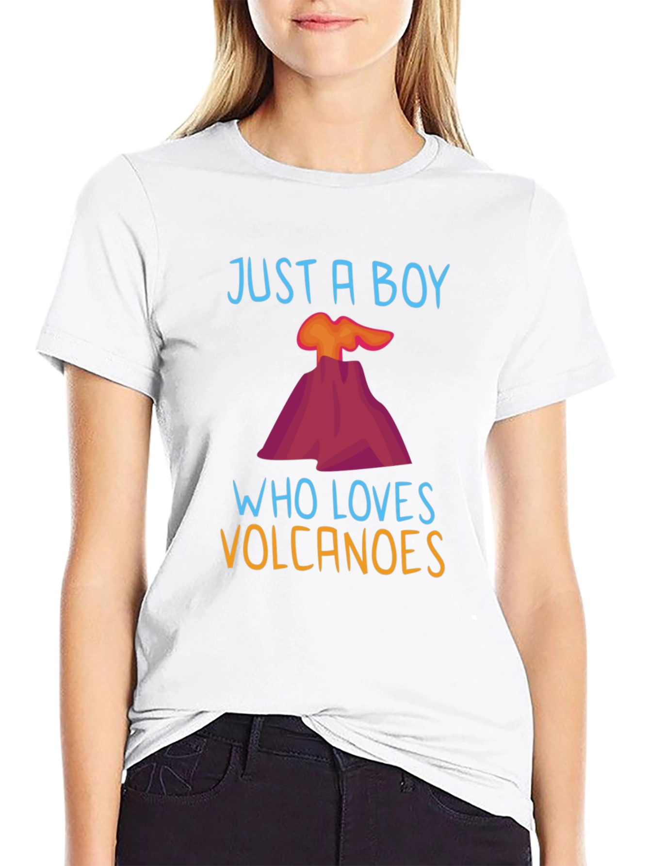 Black Volcano Lover Graphic Tee - Just a Boy Who Loves Volcanoes T-Shirt view 9