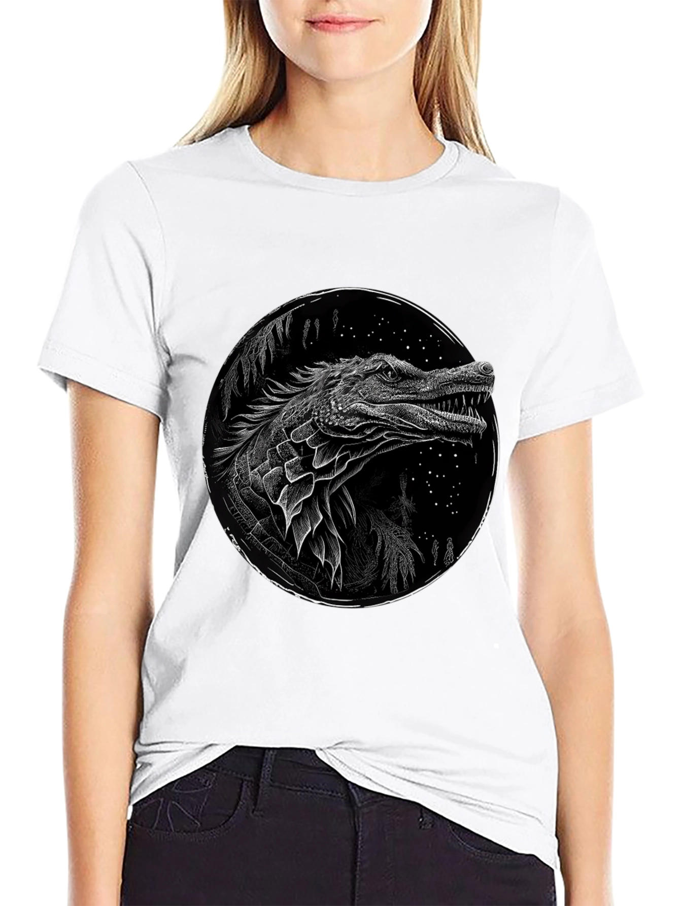 Black Crocodile Graphic Print T-Shirt - Black view 9