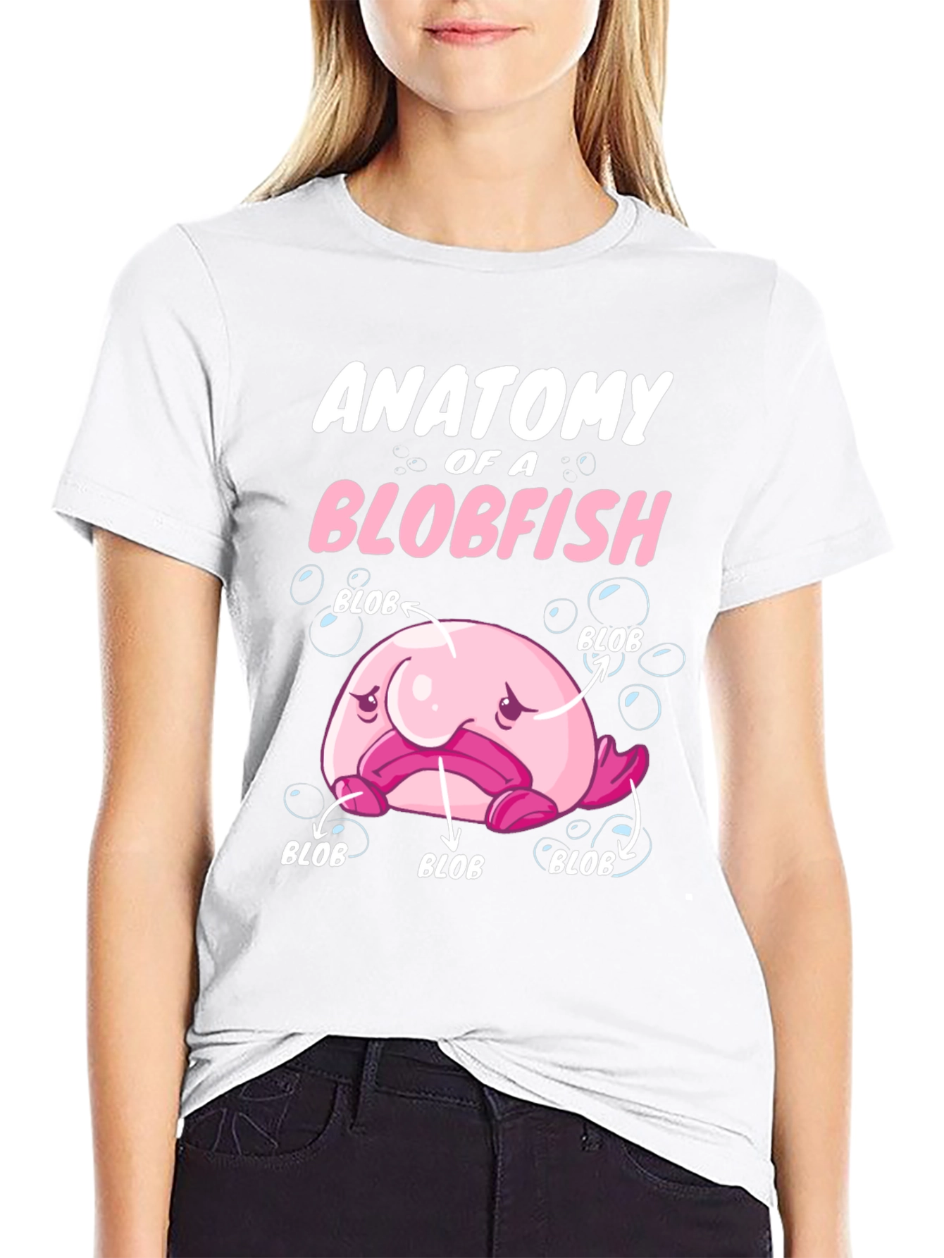 Black Anatomy of a Blobfish Graphic T-Shirt view 9