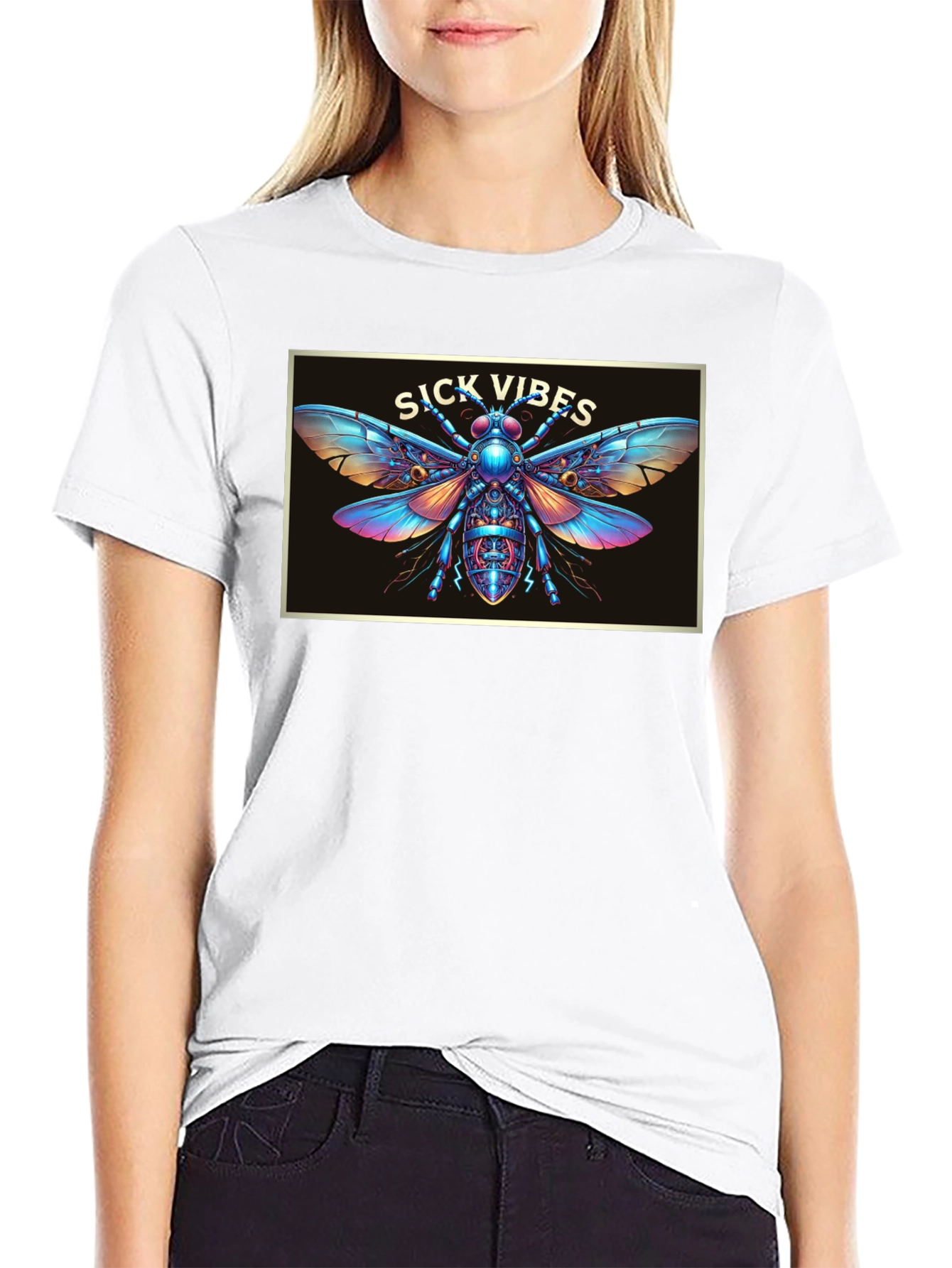 Black Sick Vibes Graphic T-Shirt - Unique Insect Design view 9