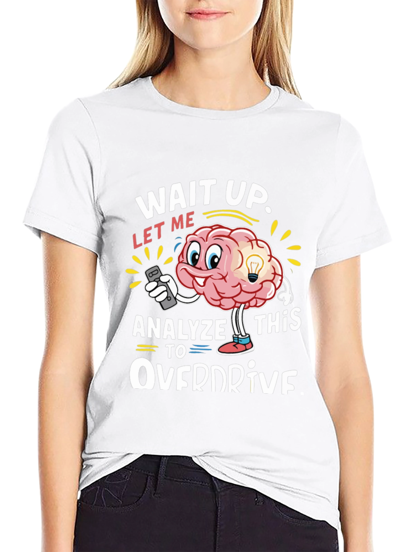 Black Brain Analyze Funny Overdrive Black T-Shirt view 9
