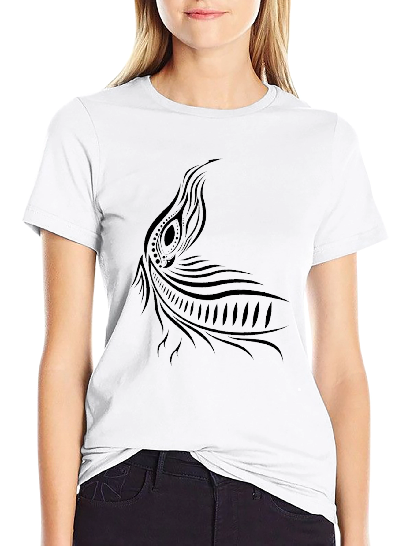 Black Tribal Tattoo Graphic Black T-Shirt view 9