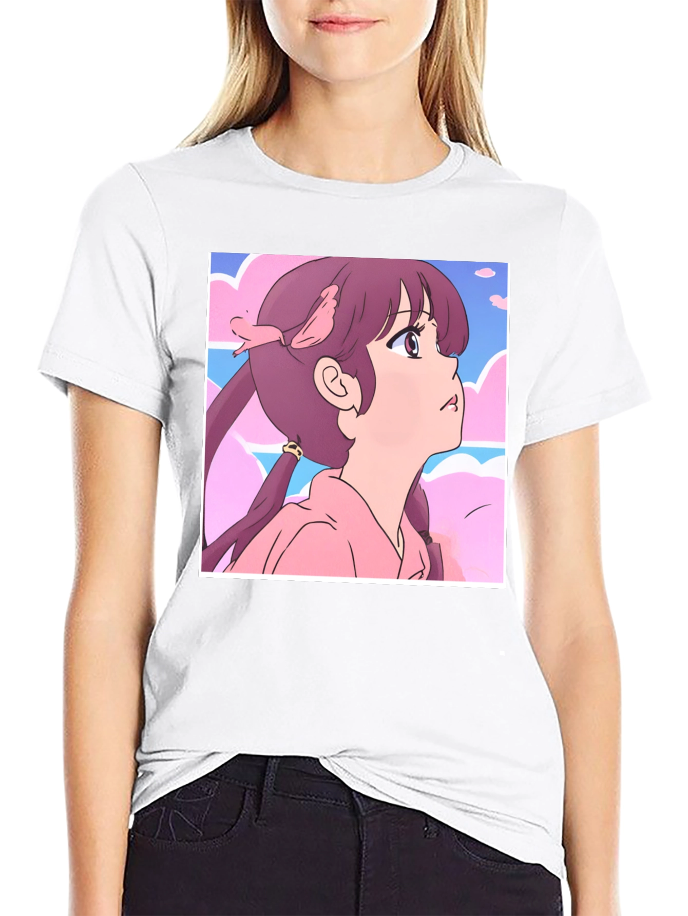 Black Anime Girl Graphic T-Shirt - Casual Black Tee view 9
