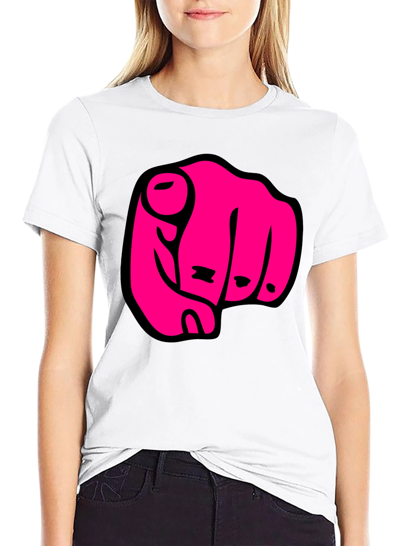 Black Novelty Pointing Finger Graphic Tee - Black view 9