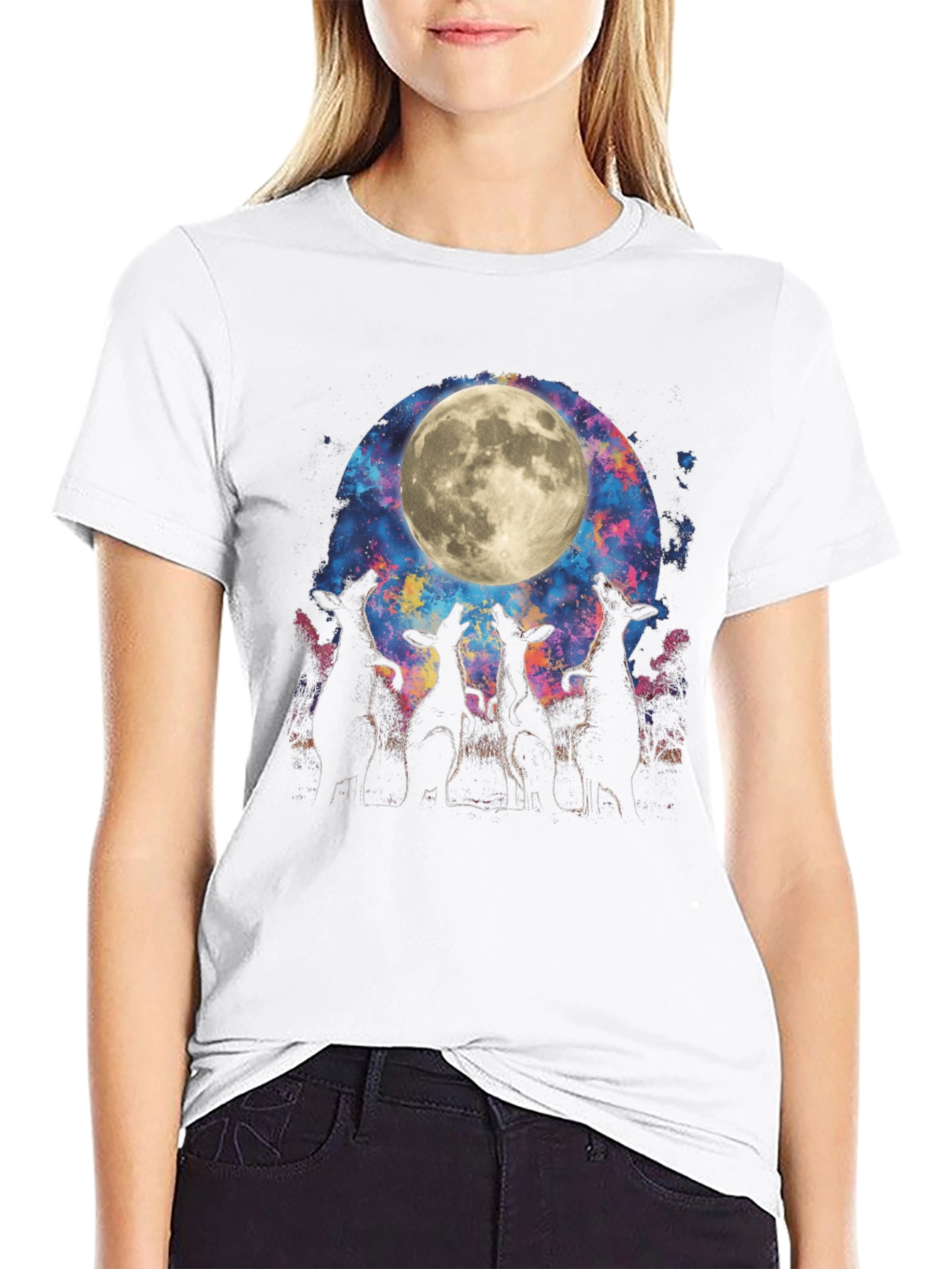 Black Wolf Moon Galaxy T-Shirt view 9