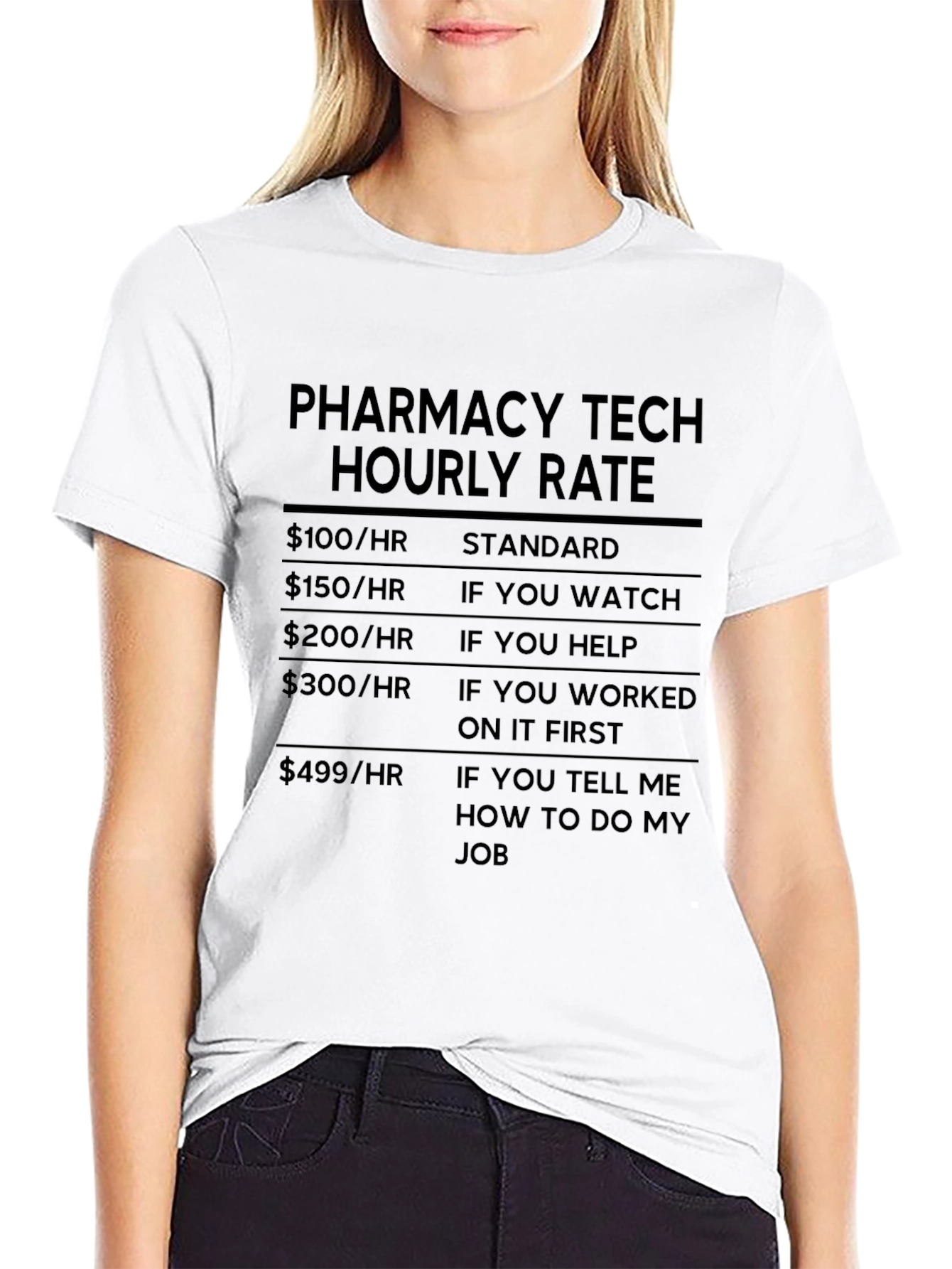 Black Pharmacy Tech Hourly Rate T-Shirt view 9