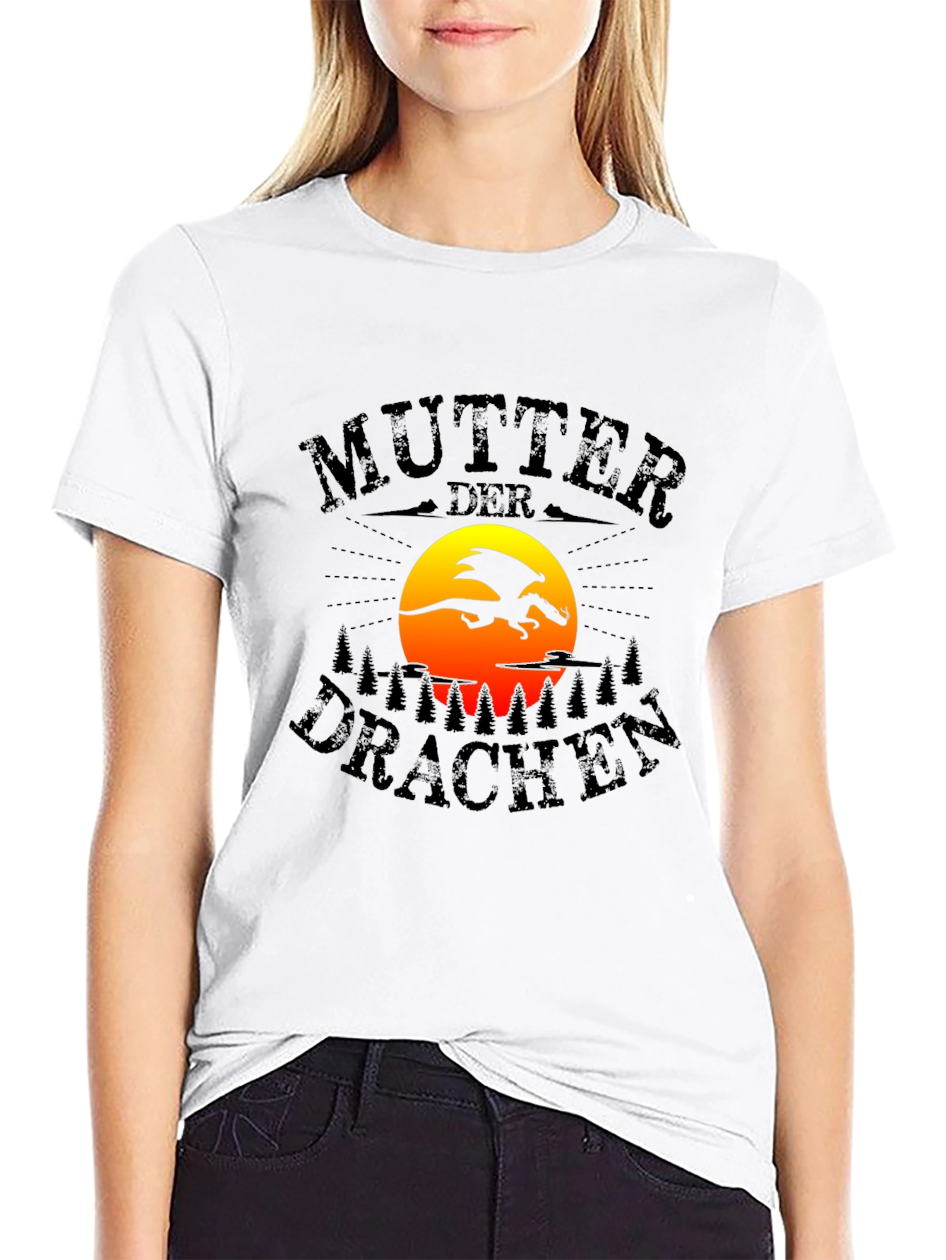 Black Mother of Dragons Graphic Tee - Black Cotton T-Shirt view 9