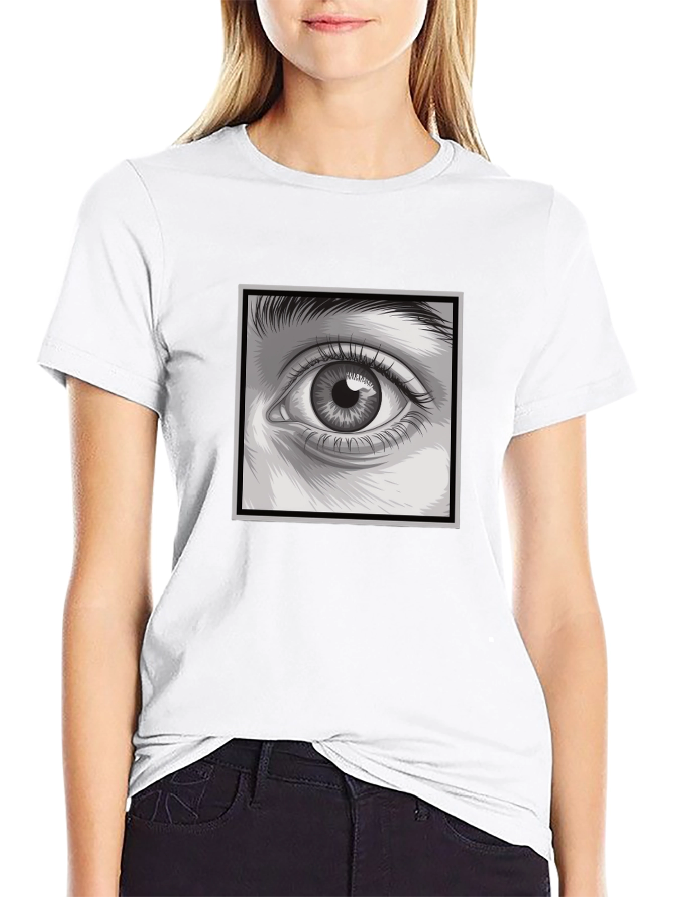 Black Eye Graphic Print Black T-Shirt view 9