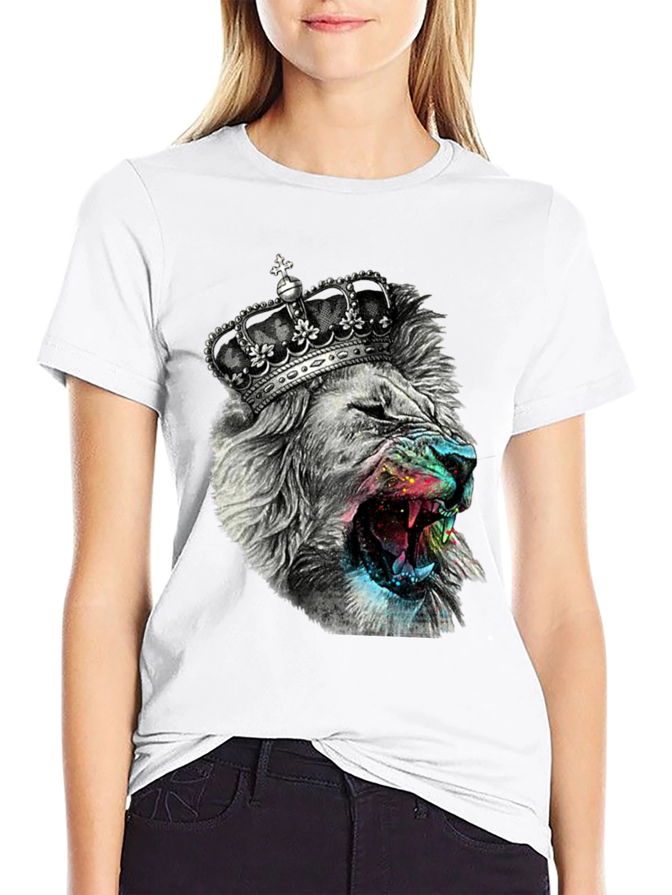 Black King Lion Graphic T-Shirt - Black view 9