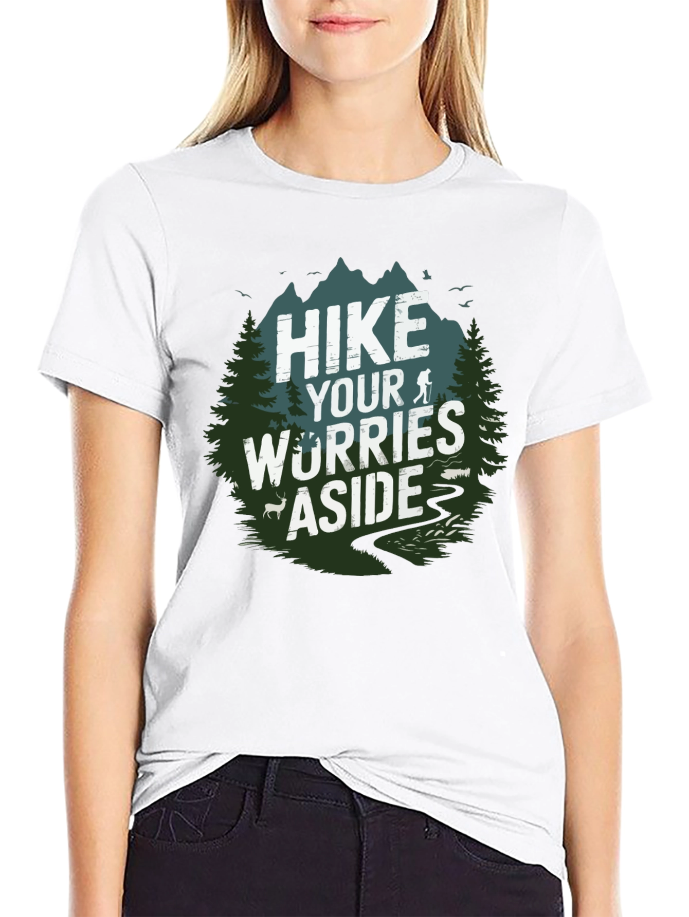 Black Hike Your Worries Aside Tee view 9