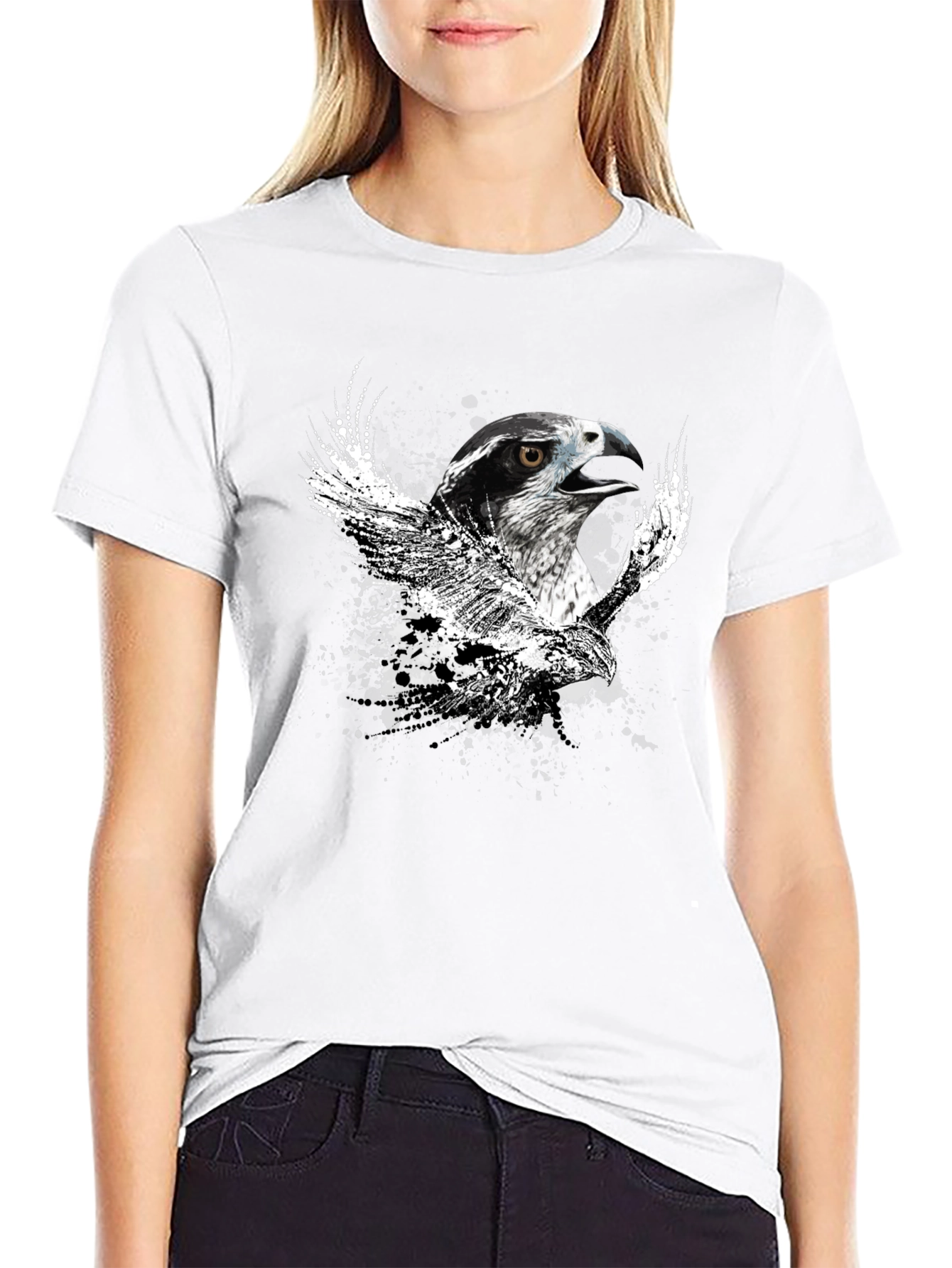 Black Black T-Shirt with Eagle Graphic view 9
