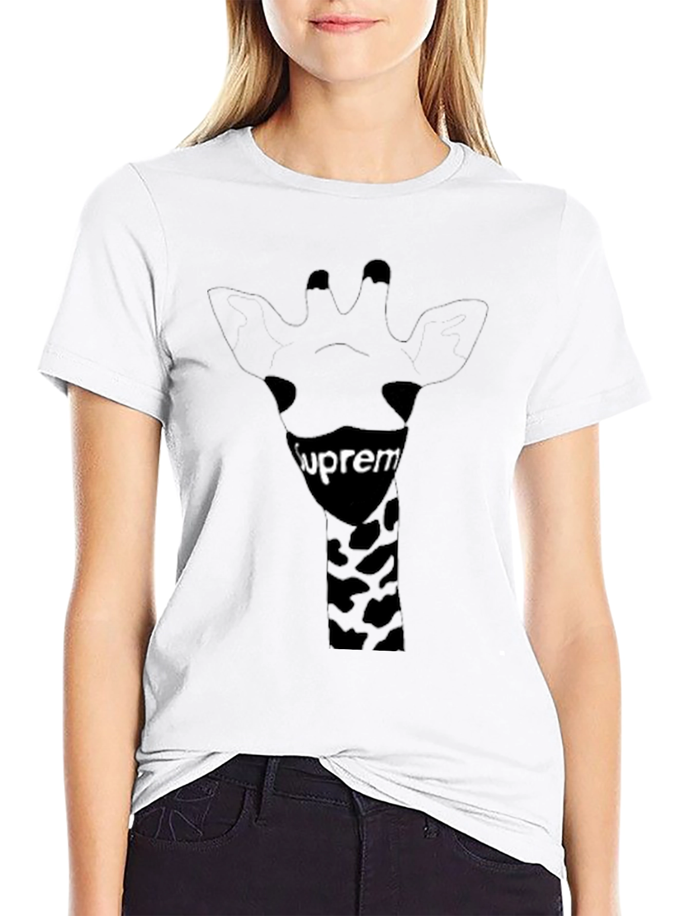 Black Giraffe Supreme Tee - Modern Graphic Print T-Shirt view 9