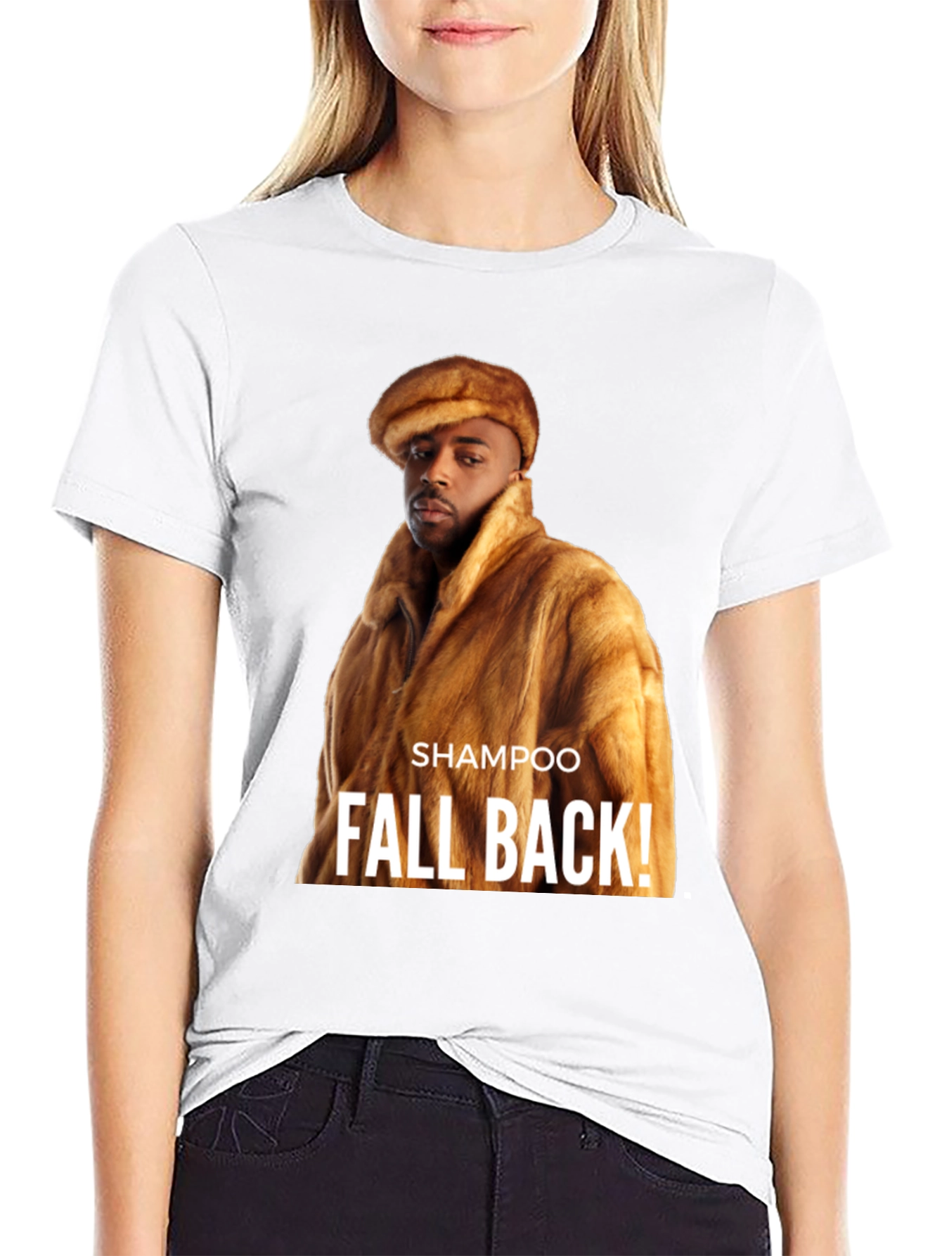 Black "Shampoo Fall Back!" Graphic T-Shirt view 9