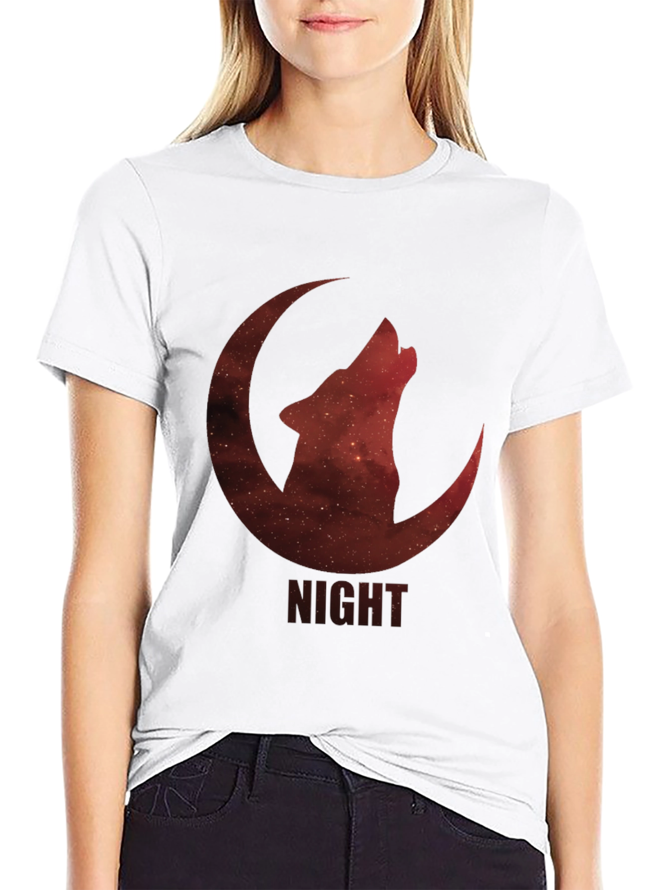 Black Night Wolf Moon Graphic T-Shirt view 9