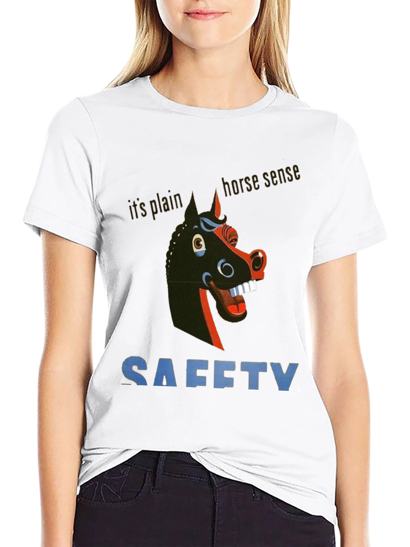 Black Horse Sense Safety Graphic Tee - Quirky & Unique! view 9