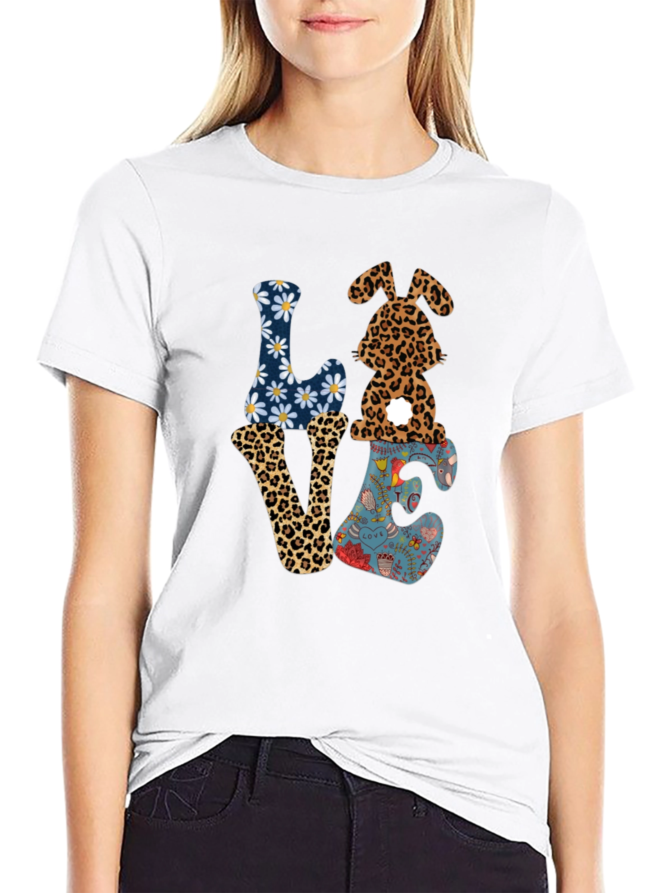 Love Easter Bunny Graphic Tee - Black - 9