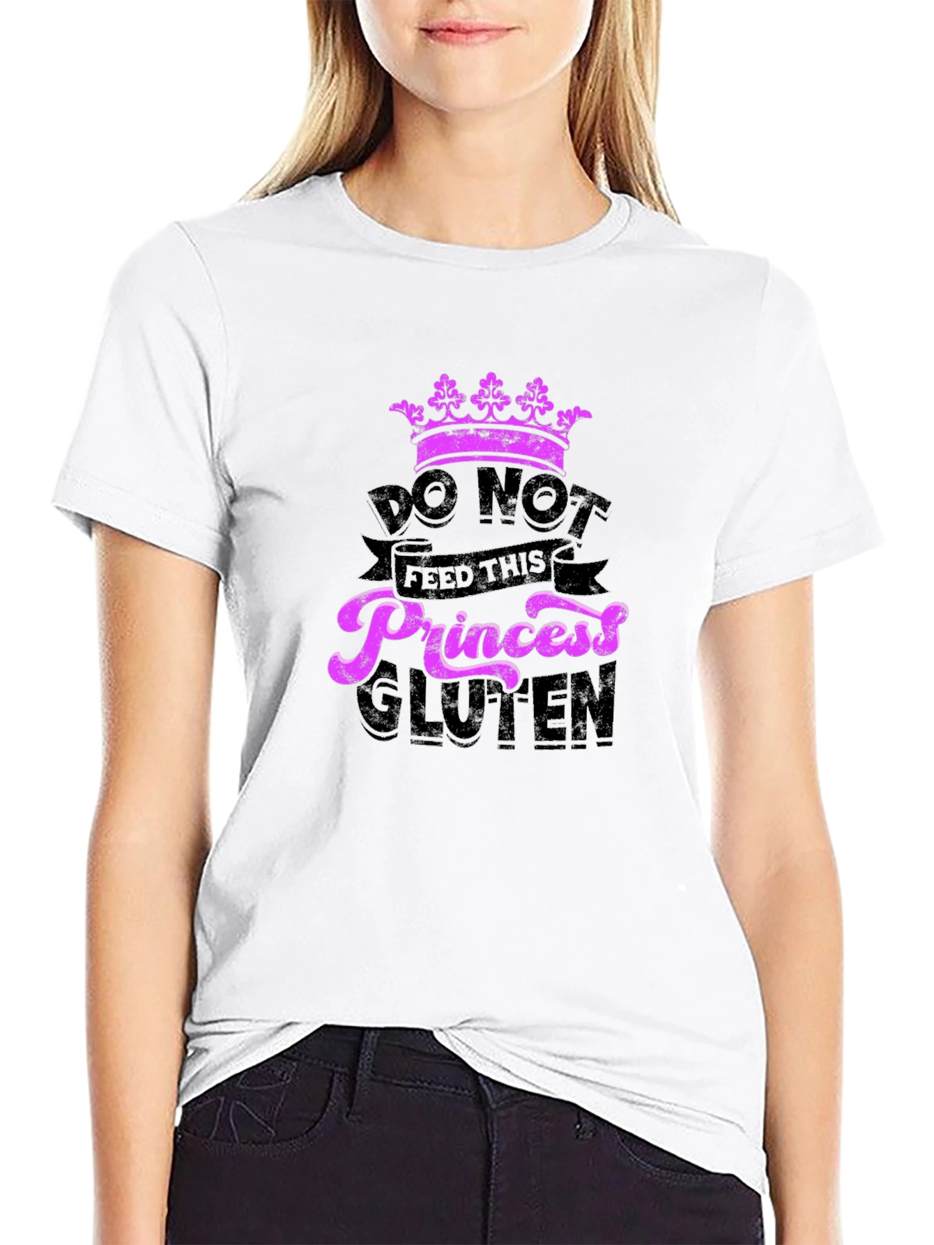 Black Do Not Feed This Princess Gluten T-Shirt view 9