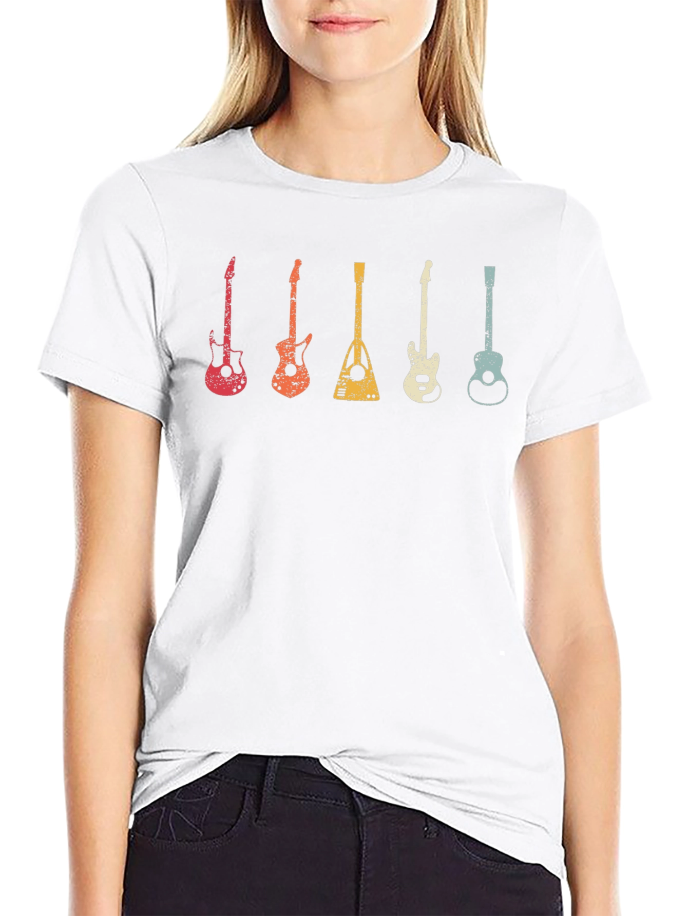 Black Retro Guitar T-Shirt - Music Lover's Tee view 9