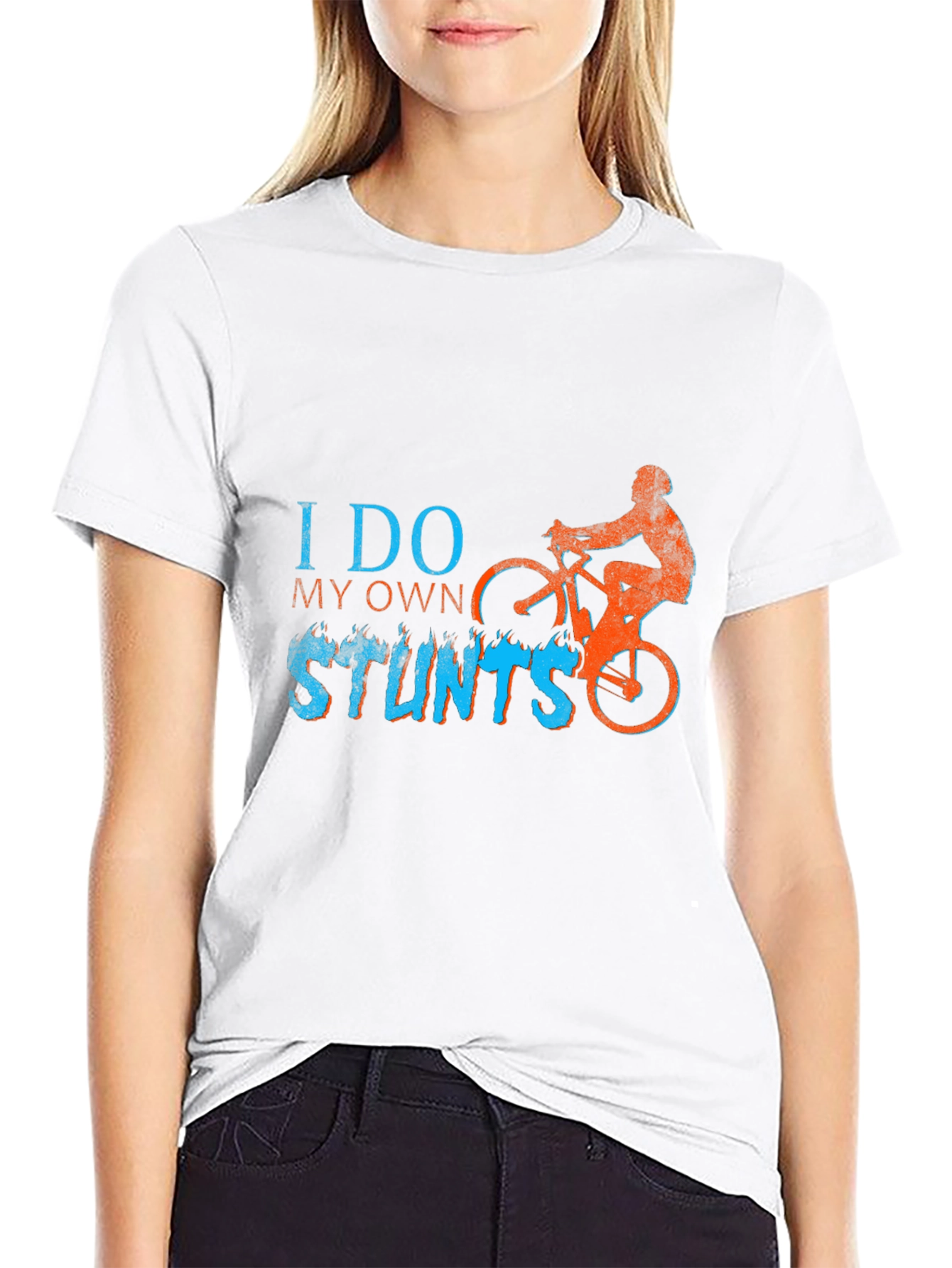 Black I Do My Own Stunts T-Shirt - Biker Design view 9