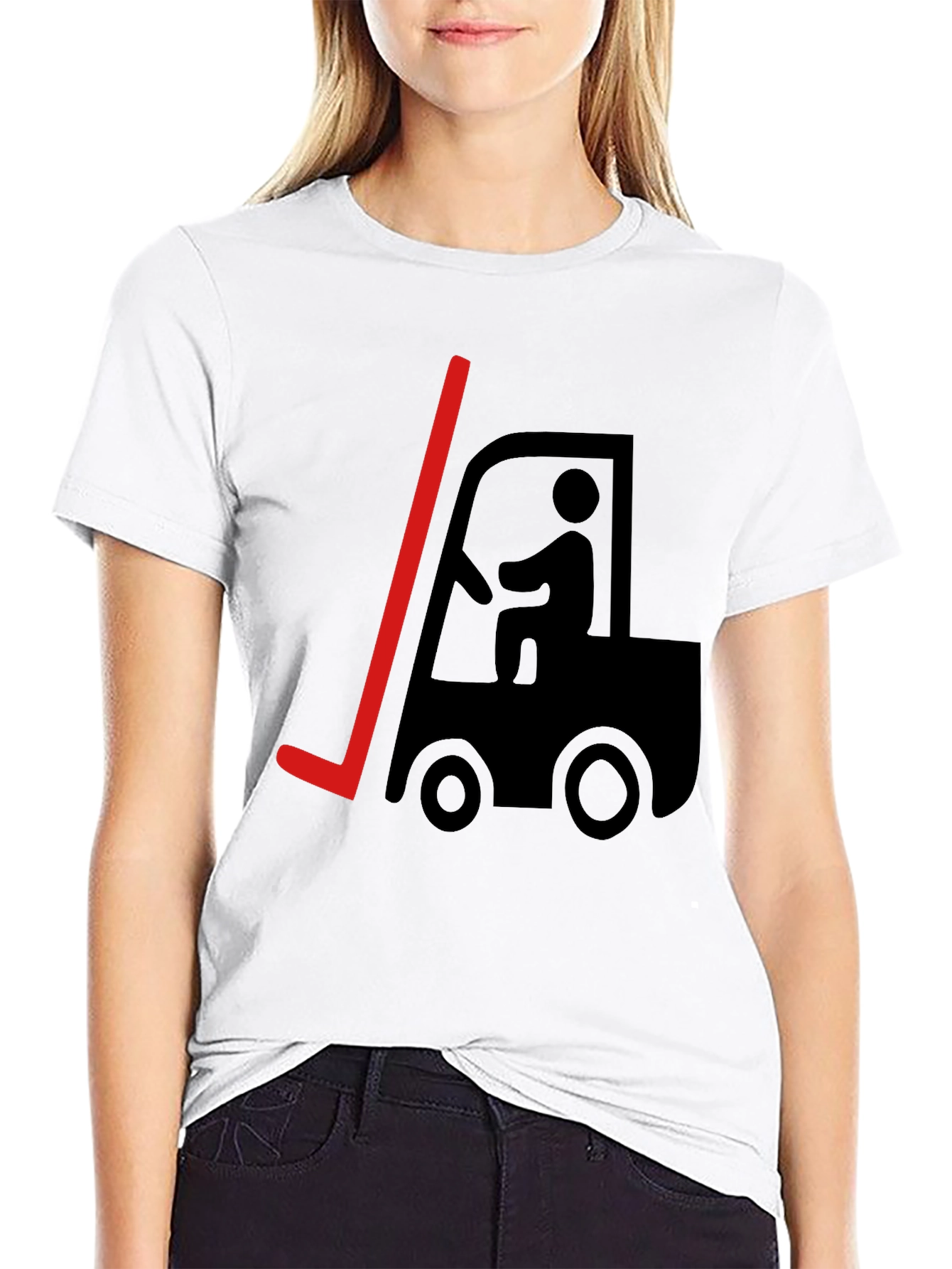 Black Forklift Humor Graphic T-Shirt - Black Cotton Tee view 9