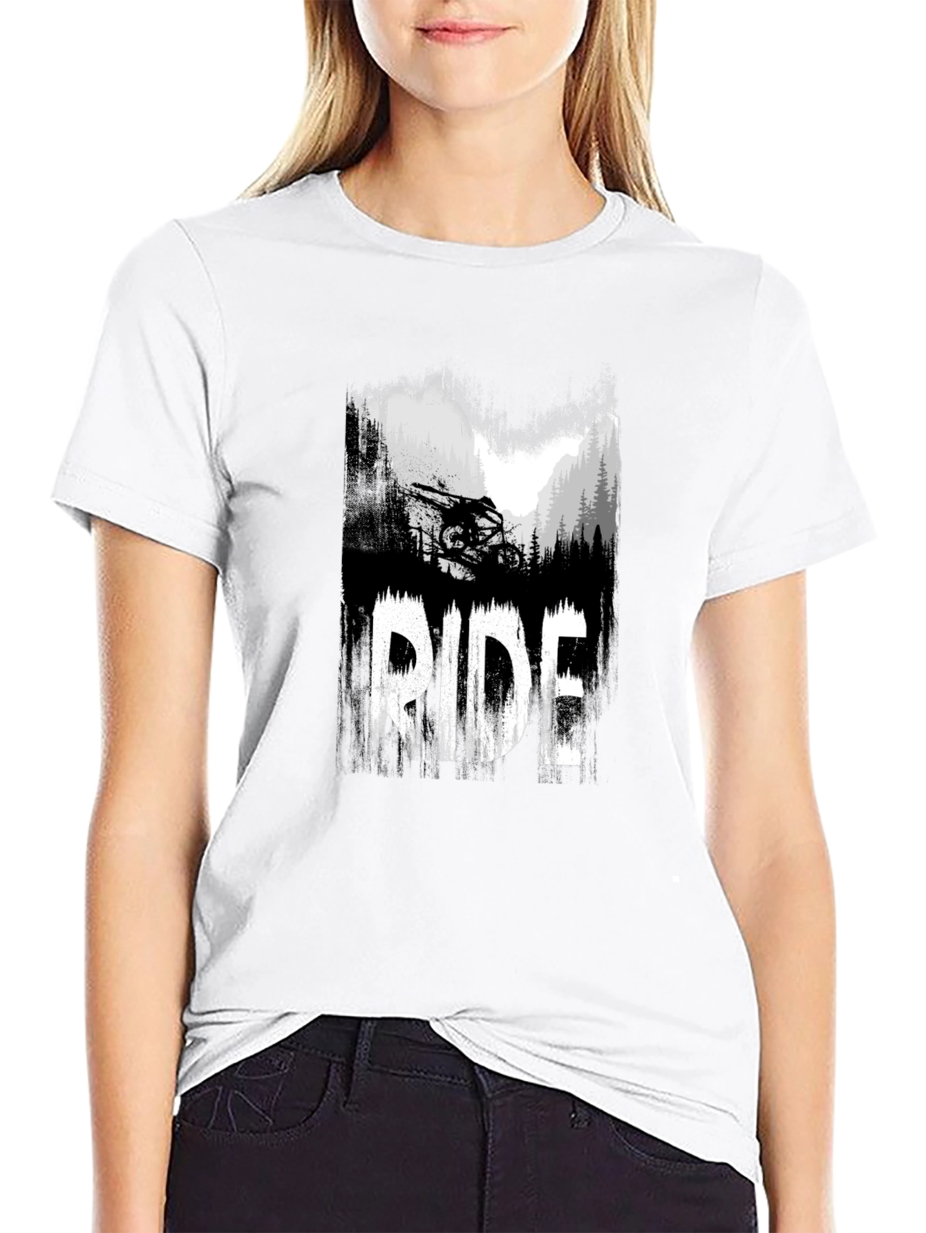 Black Ride Mountain Bike Graphic T-Shirt view 9