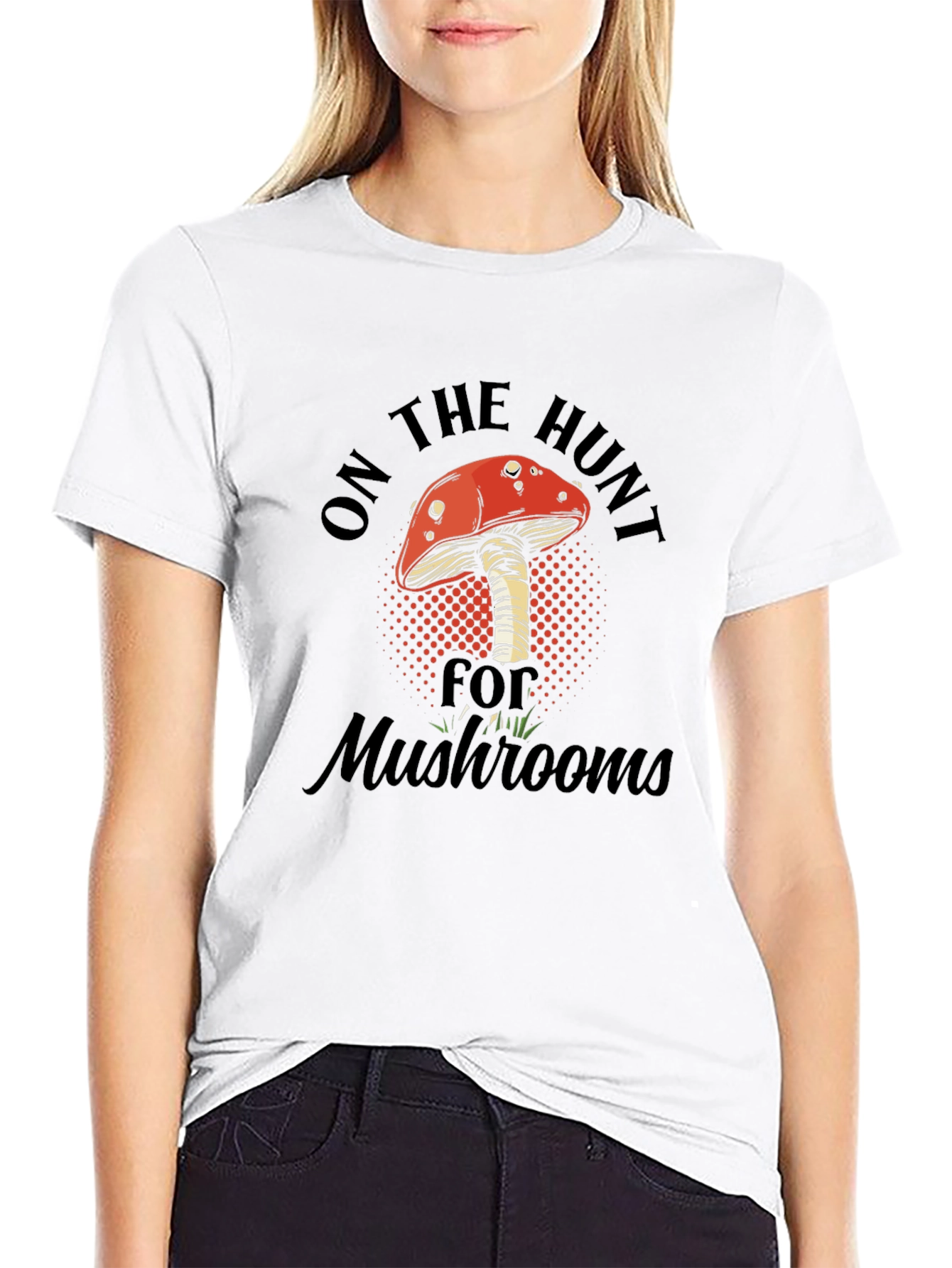 Black Mushroom Hunt Graphic Tee - Black Cotton T-Shirt view 9