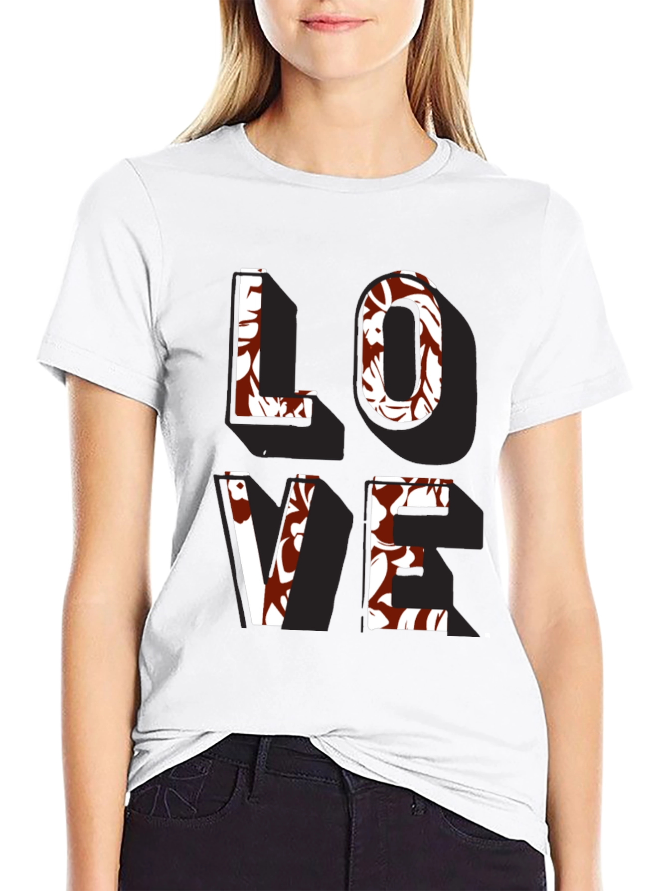 Black Floral Love T-Shirt - Stylish Graphic Tee view 9