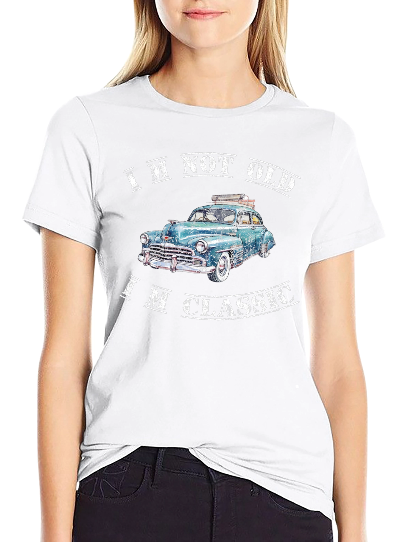 Black Classic Car Graphic Tee - I'm Not Old, I'm Classic T-Shirt view 9