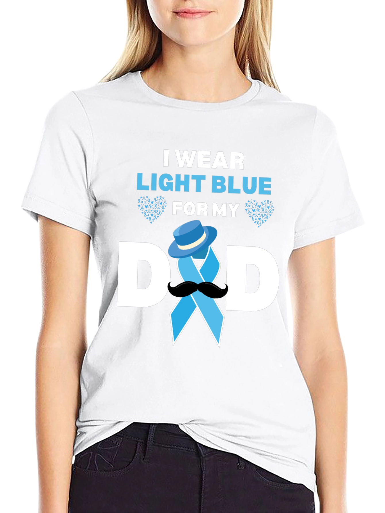Black Light Blue Dad Support T-Shirt view 9