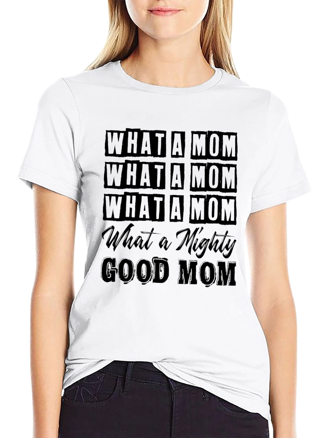 Black What a Mom T-Shirt - Black view 9