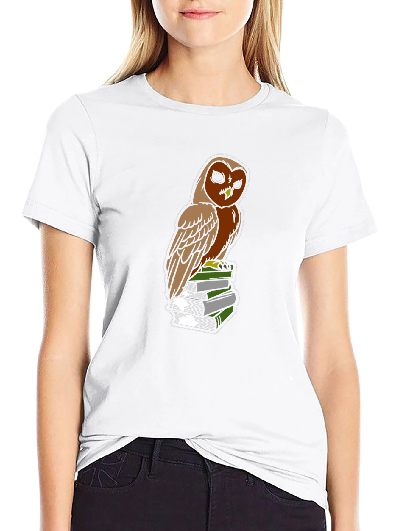 Black Owl on Books Graphic Tee - Smart & Stylish view 9
