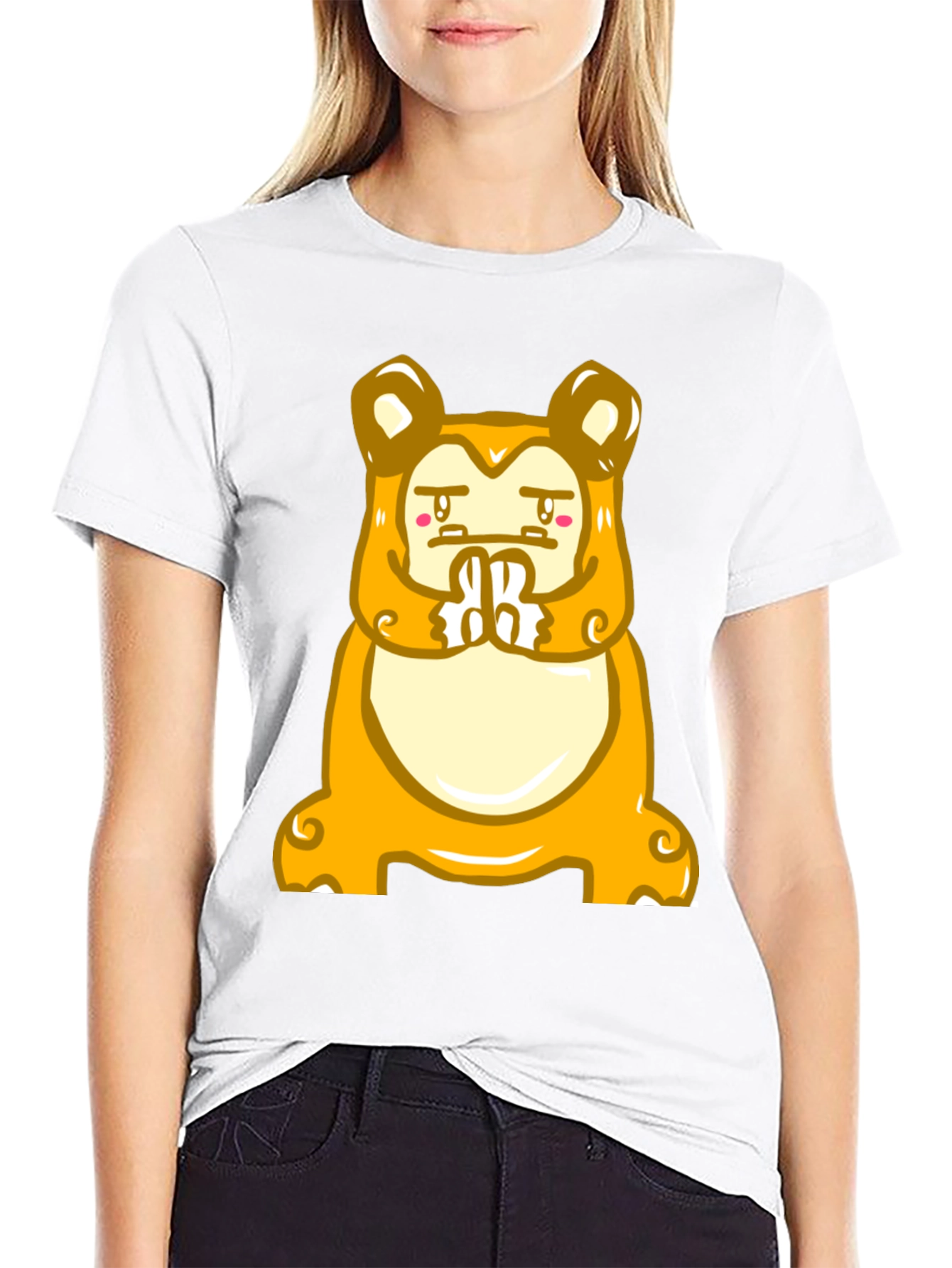 Black Funny Meditating Cartoon Character T-Shirt view 9