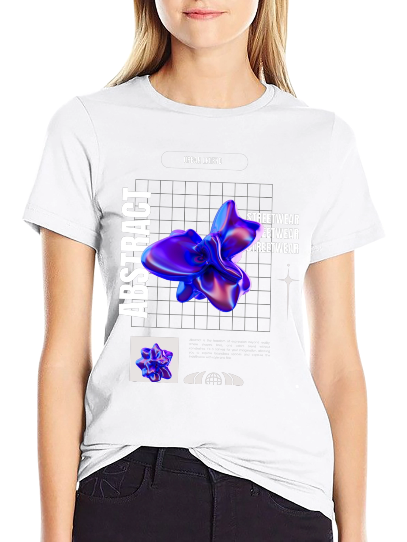 Black Abstract Graphic Print T-Shirt view 9