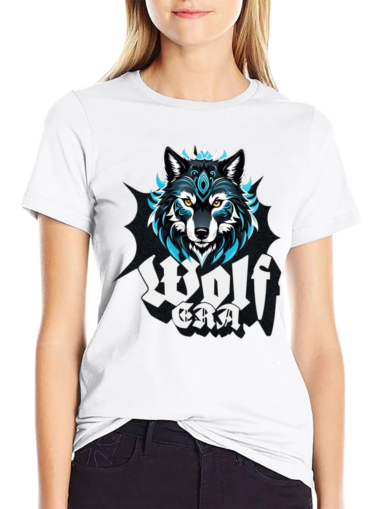 Black Wolf Era Graphic Print Black T-Shirt view 9