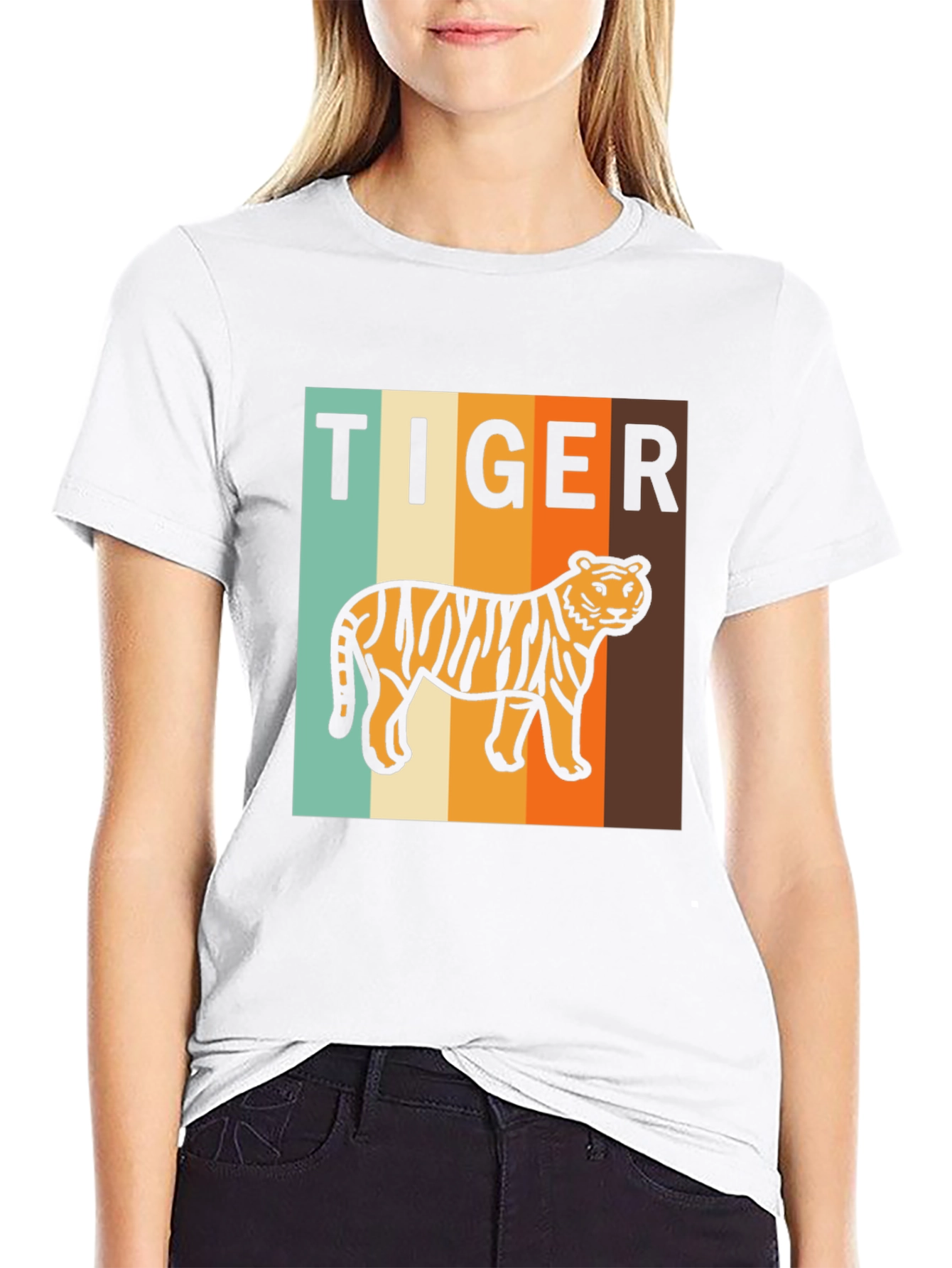 Black Retro Tiger Graphic T-Shirt - Vintage Style Tee view 9