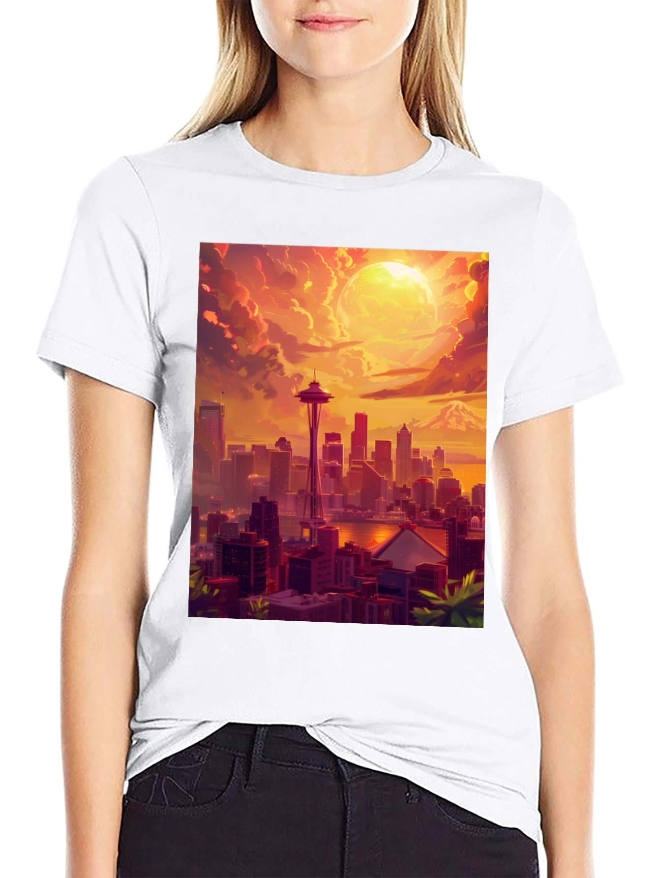 Black Seattle Skyline T-Shirt view 9
