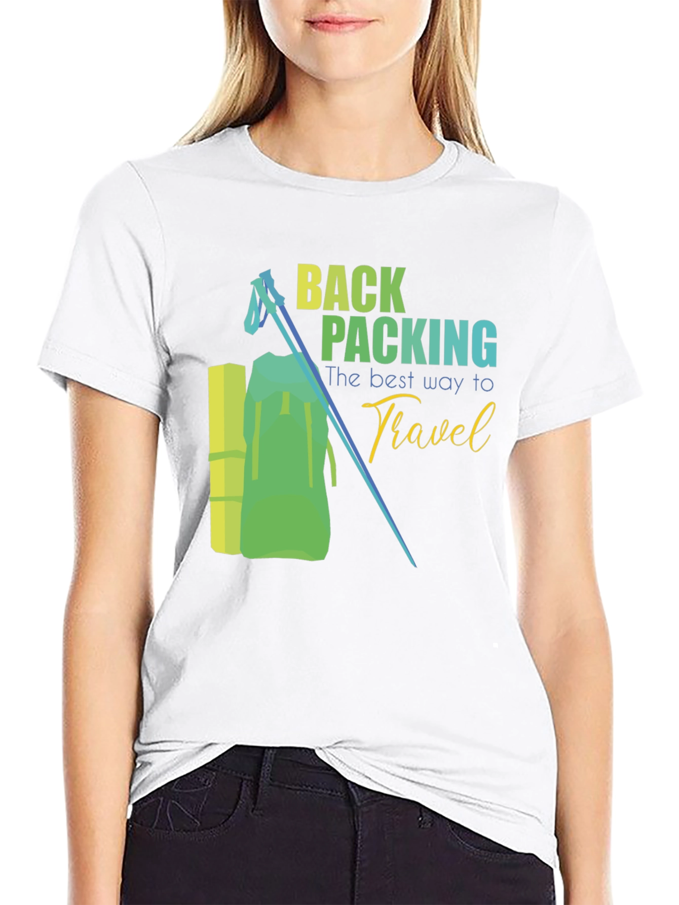 Black Backpacking Travel Graphic Tee - Outdoor Adventure Shirt view 9